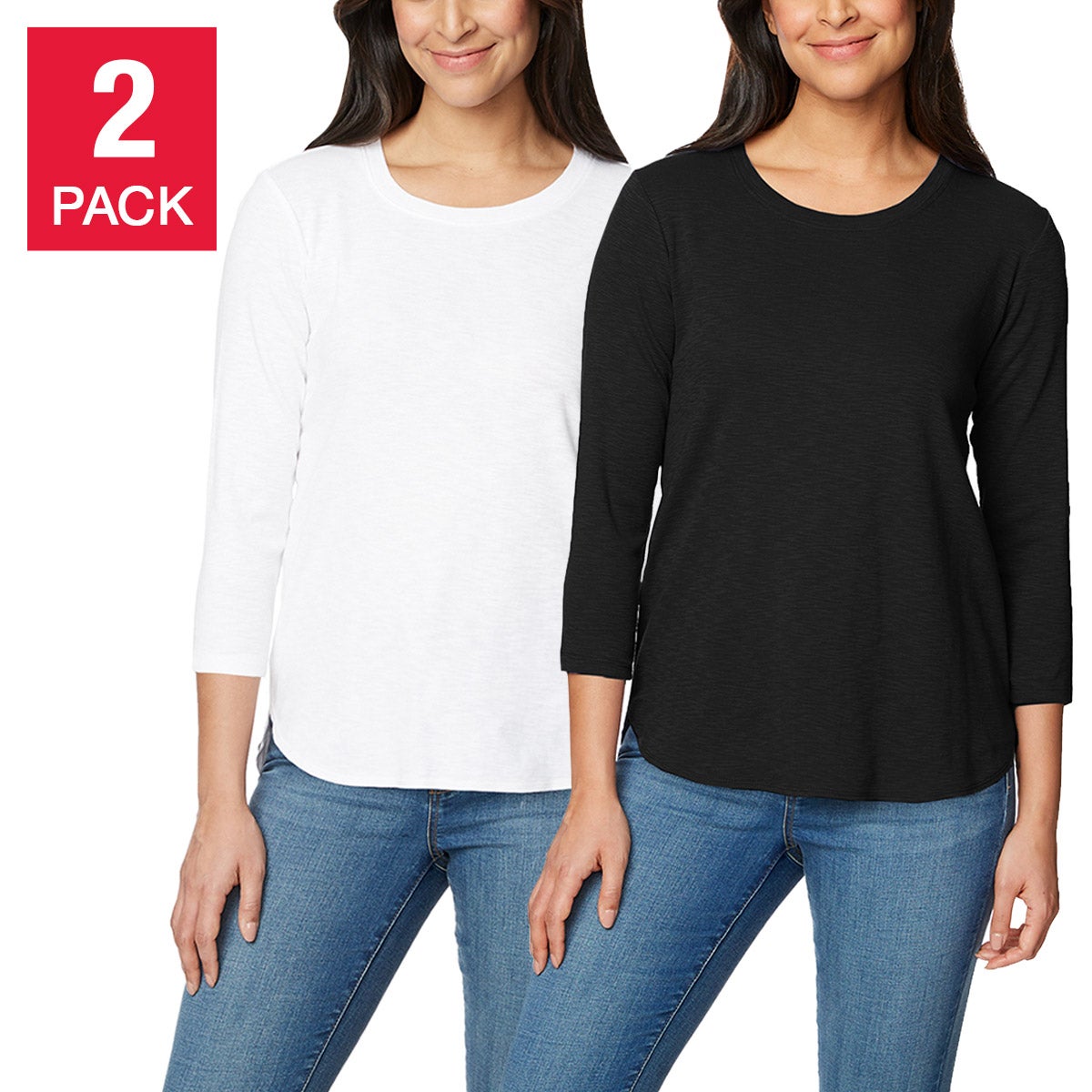 KIRKLAND SIGNATURE LADIES' 3/4 SLUB TEE