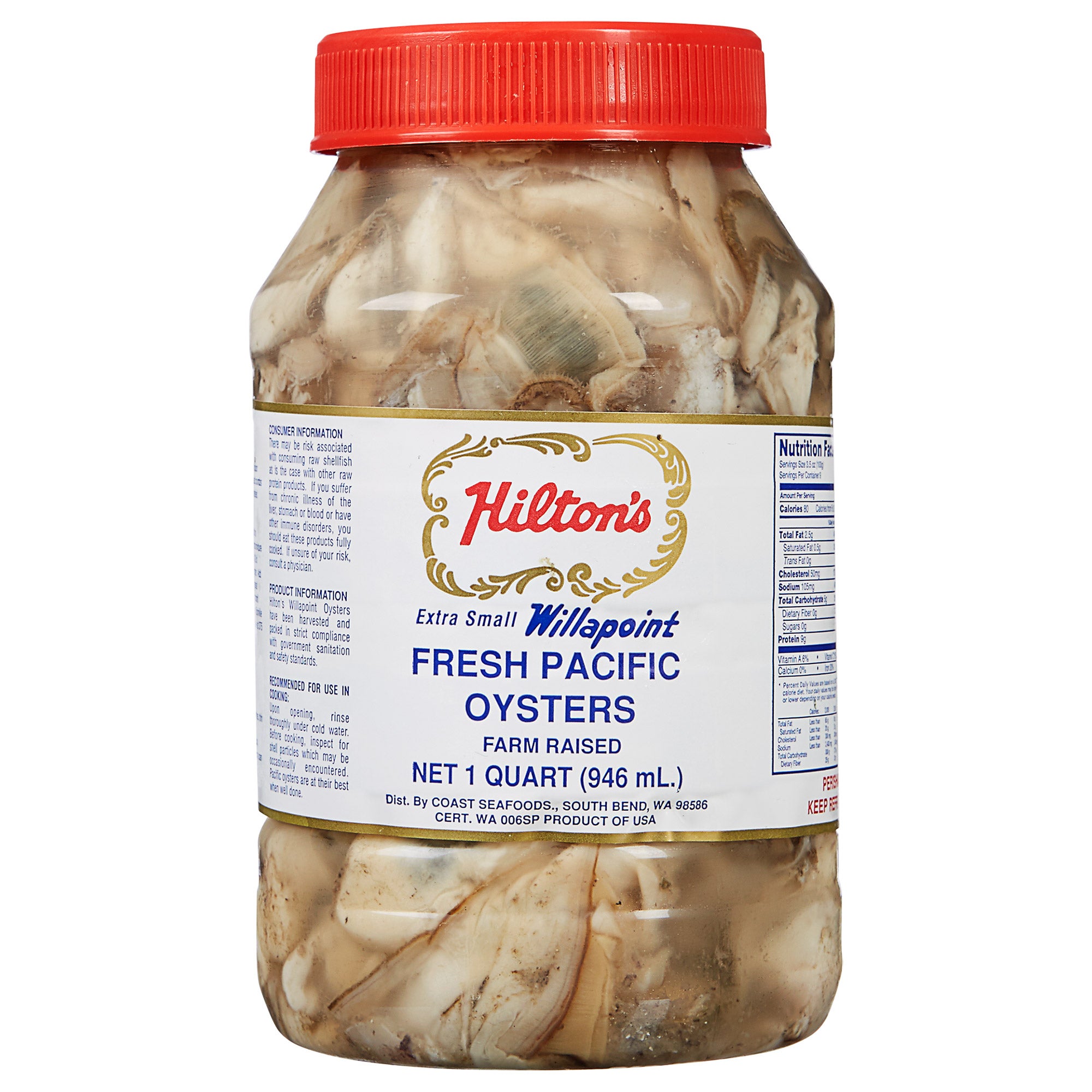 HILTON'S FRESH X-SMALL OYSTERS 32 OZ