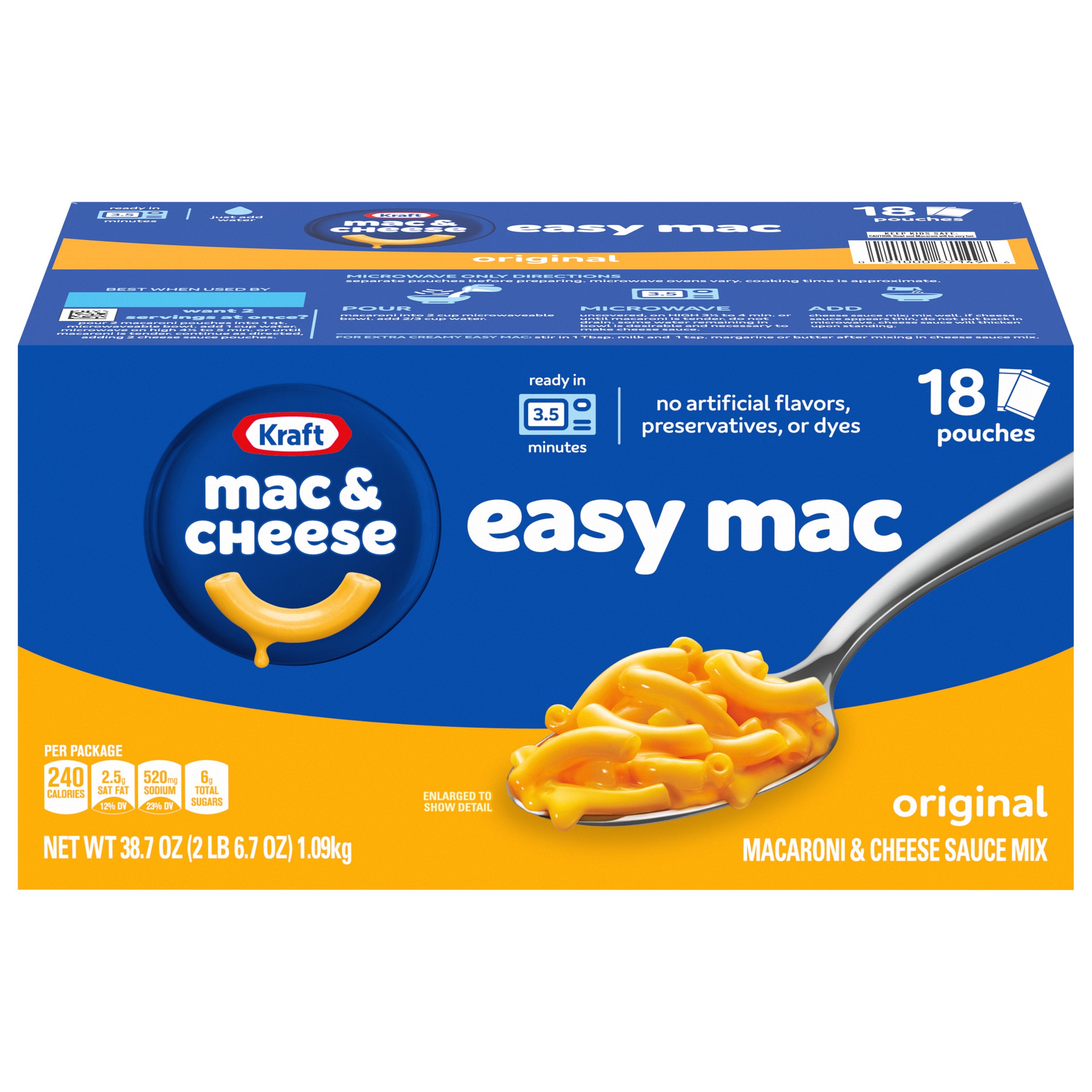 KRAFT EASY MAC SINGLE SERVE 18/2.15 OUNCE POUCHES