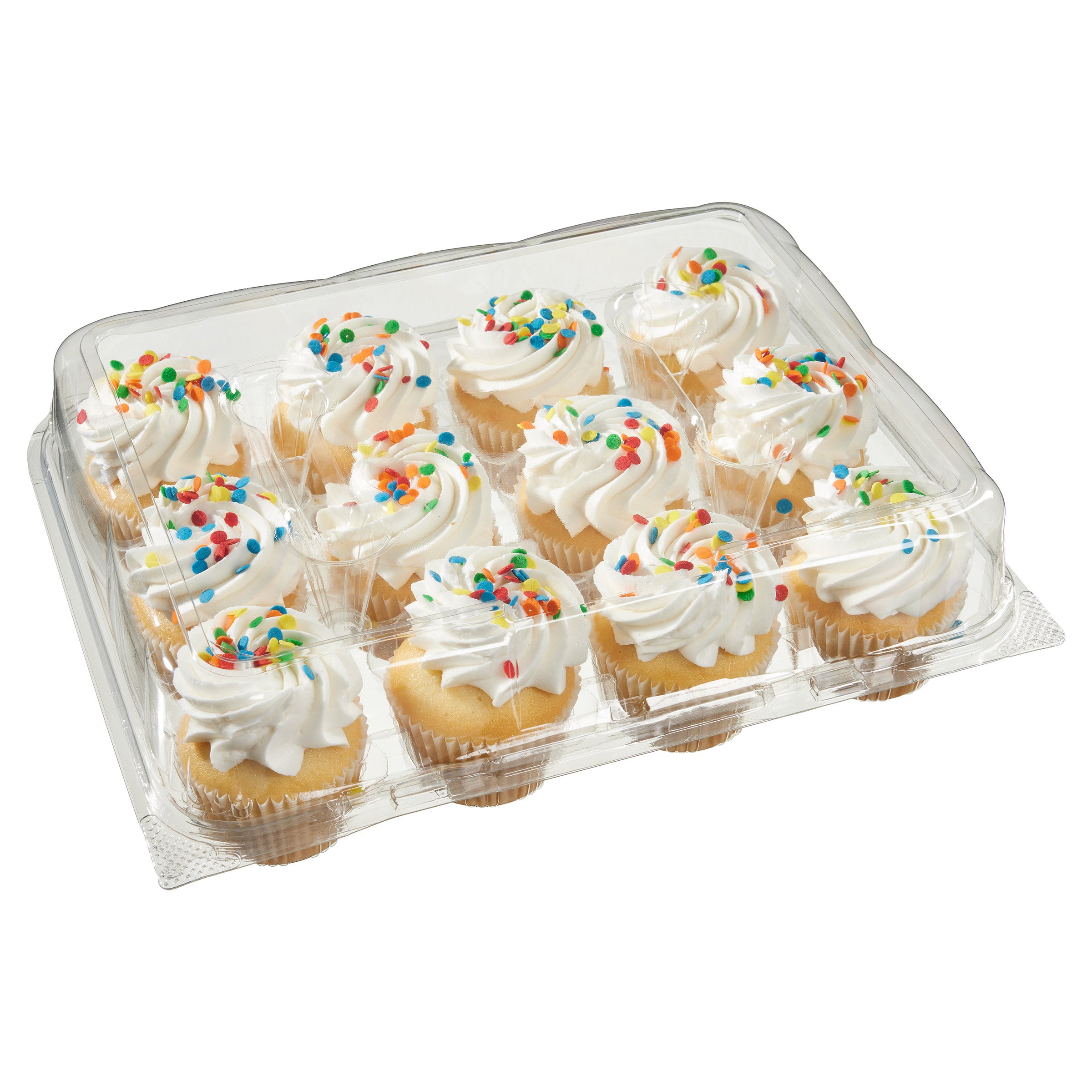WHITE CUPCAKES WITH WHITE BUTTERCREAM 12 COUNT