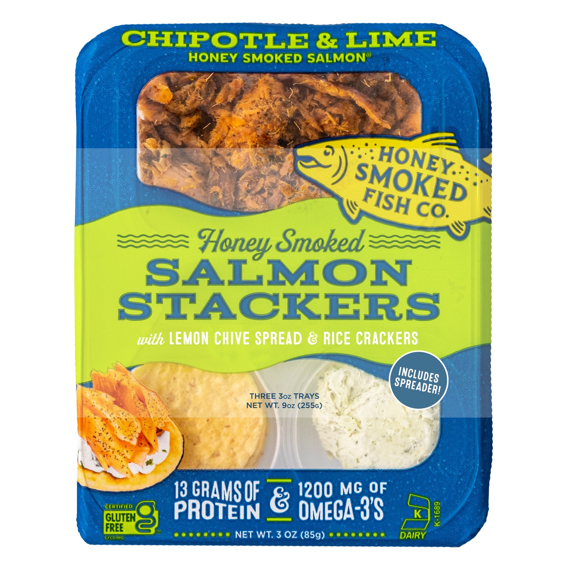 HONEY SMOKED FISH CO CHIPOTLE LIME SALMON 3/3 OUNCE PACKAGES - Image 1