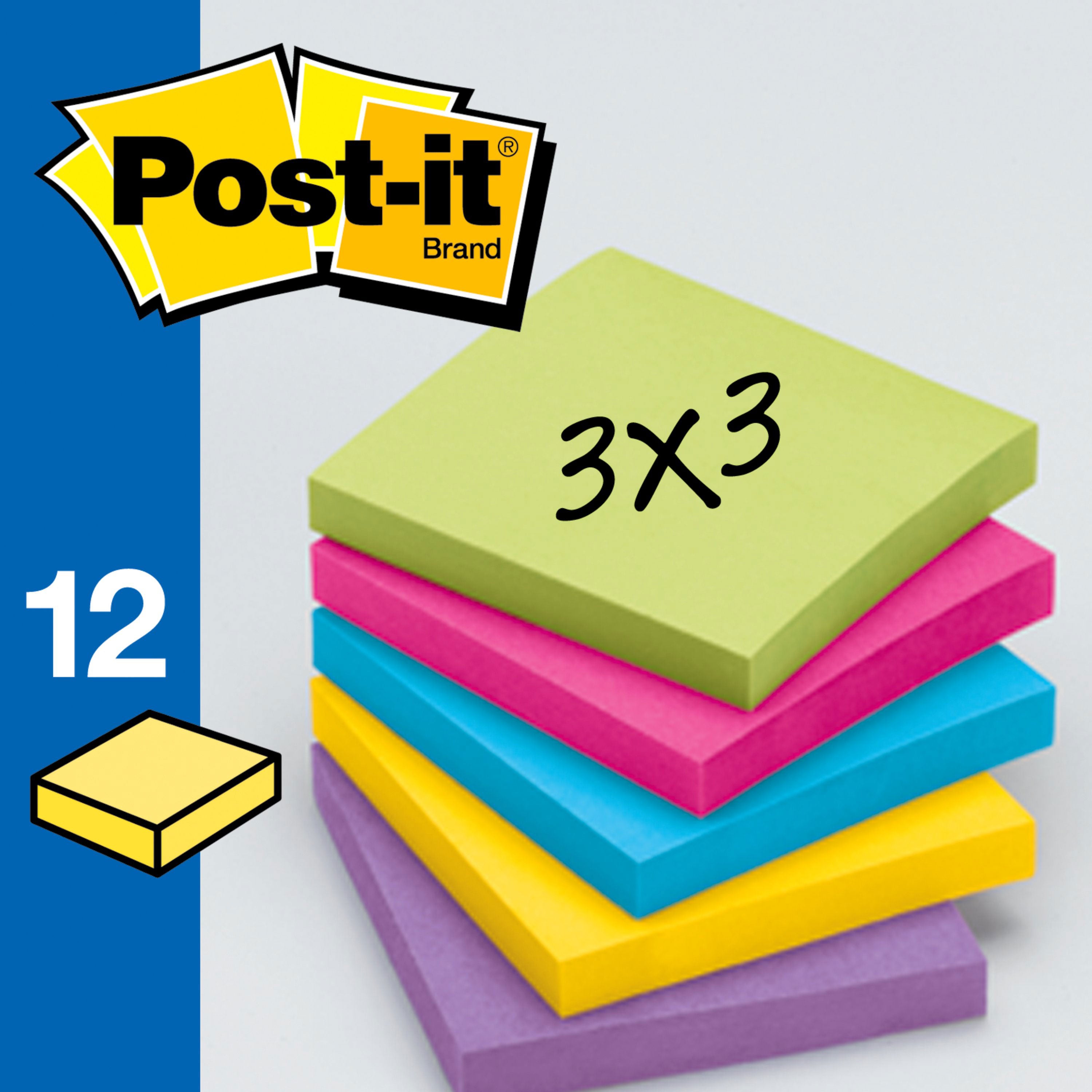 POST-IT 3X3 SUPER STICKY 12CT MMM65412SSUC - Image 1