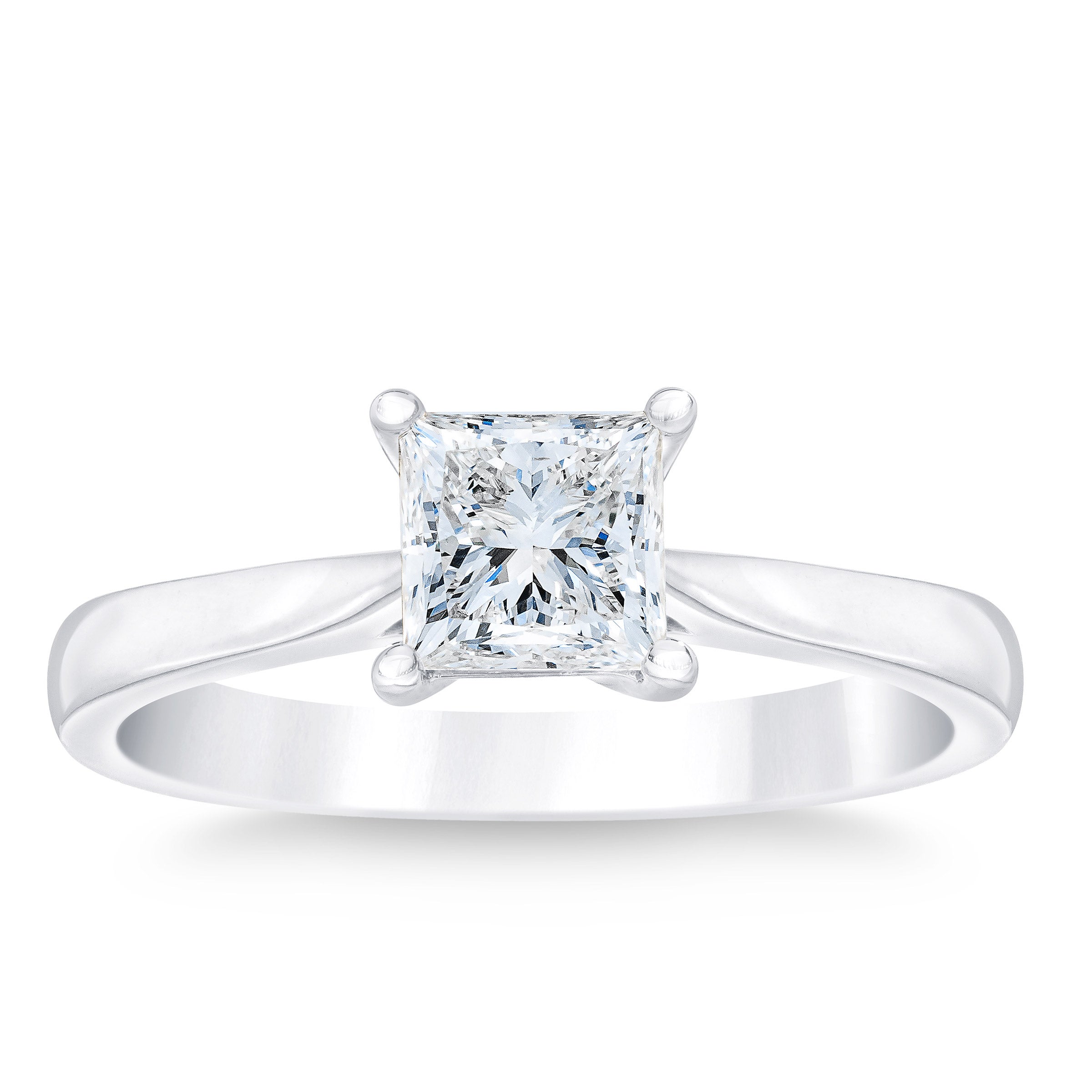PLATINUM VS2 I 1.0CT PRINCESS CUT DIAMOND SOLITAIRE RING - Image 1