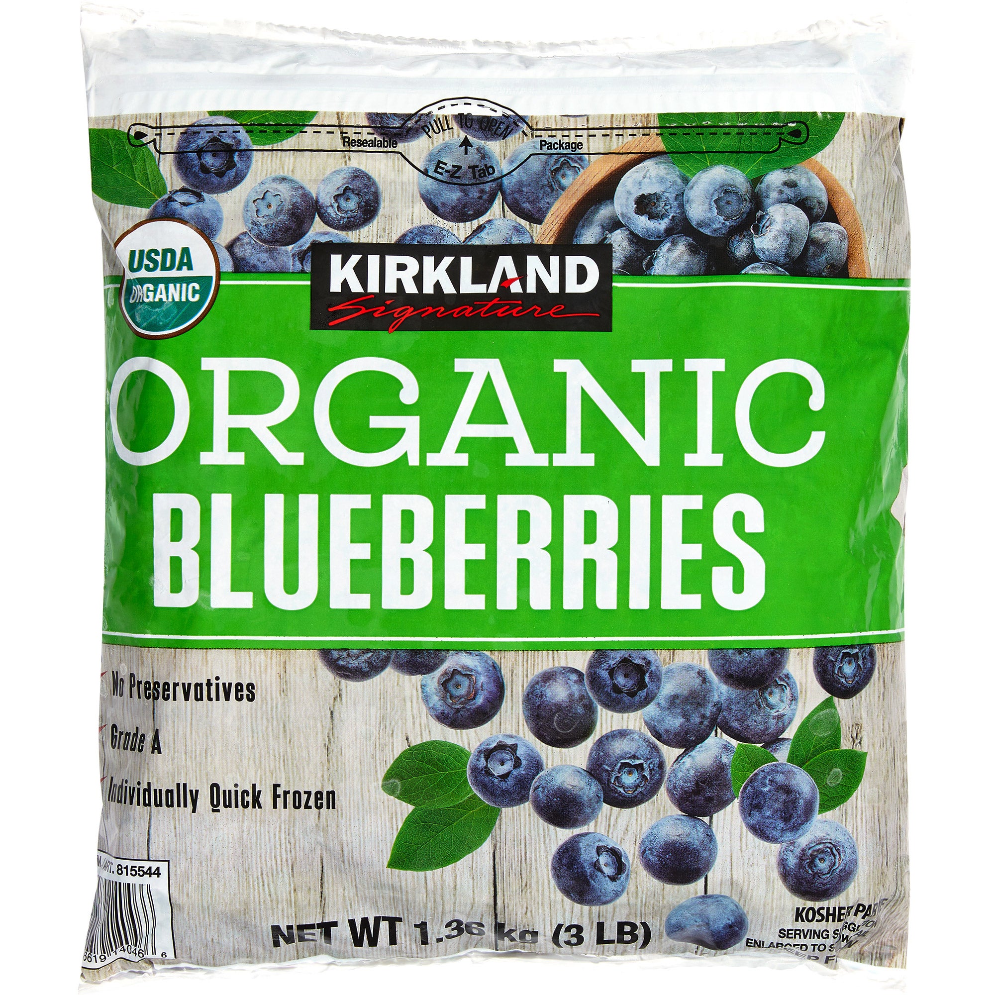 KIRKLAND SIGNATURE ORGANIC BLUEBERRIES 3 LBS