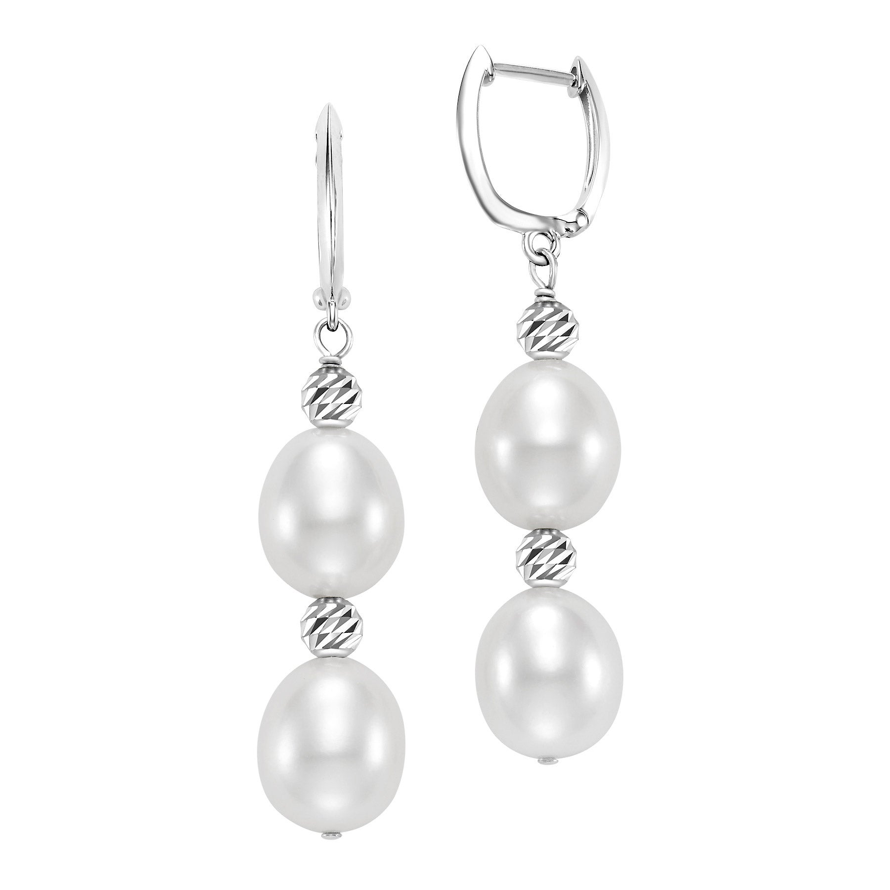 14KT GOLD 9.5-10.5MM FRESHWATER CULTURED PEARL DROP EARRINGS - Image 1