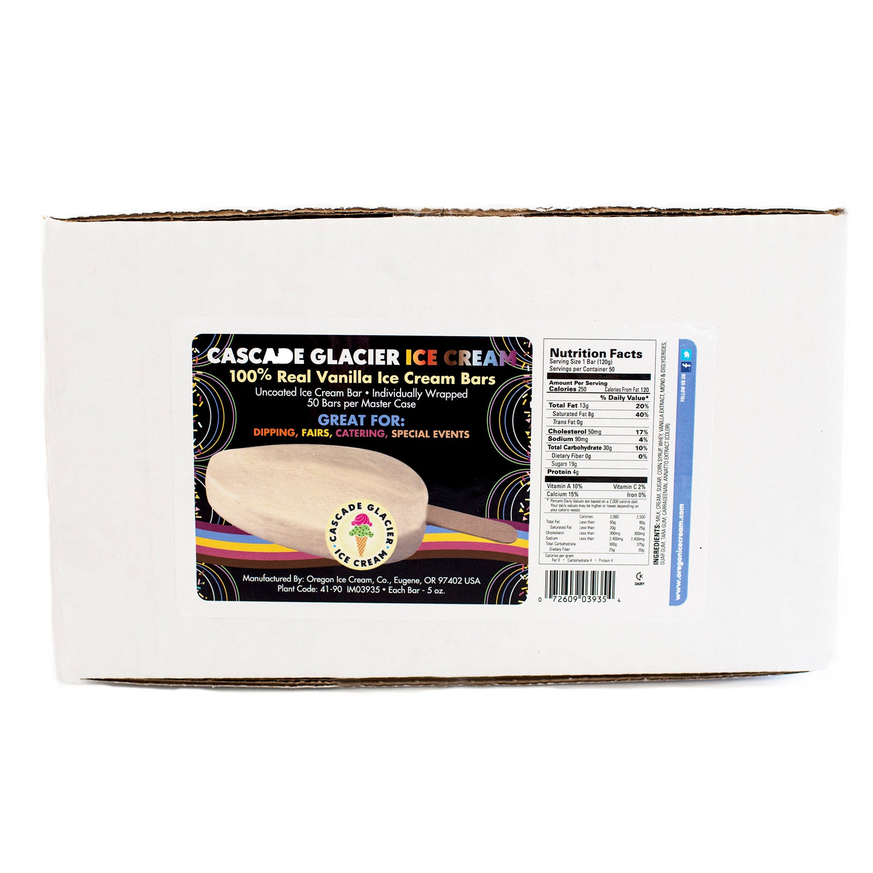 OREGON ICE CREAM (SZ) PLAIN VANILLA BARS 50 CT