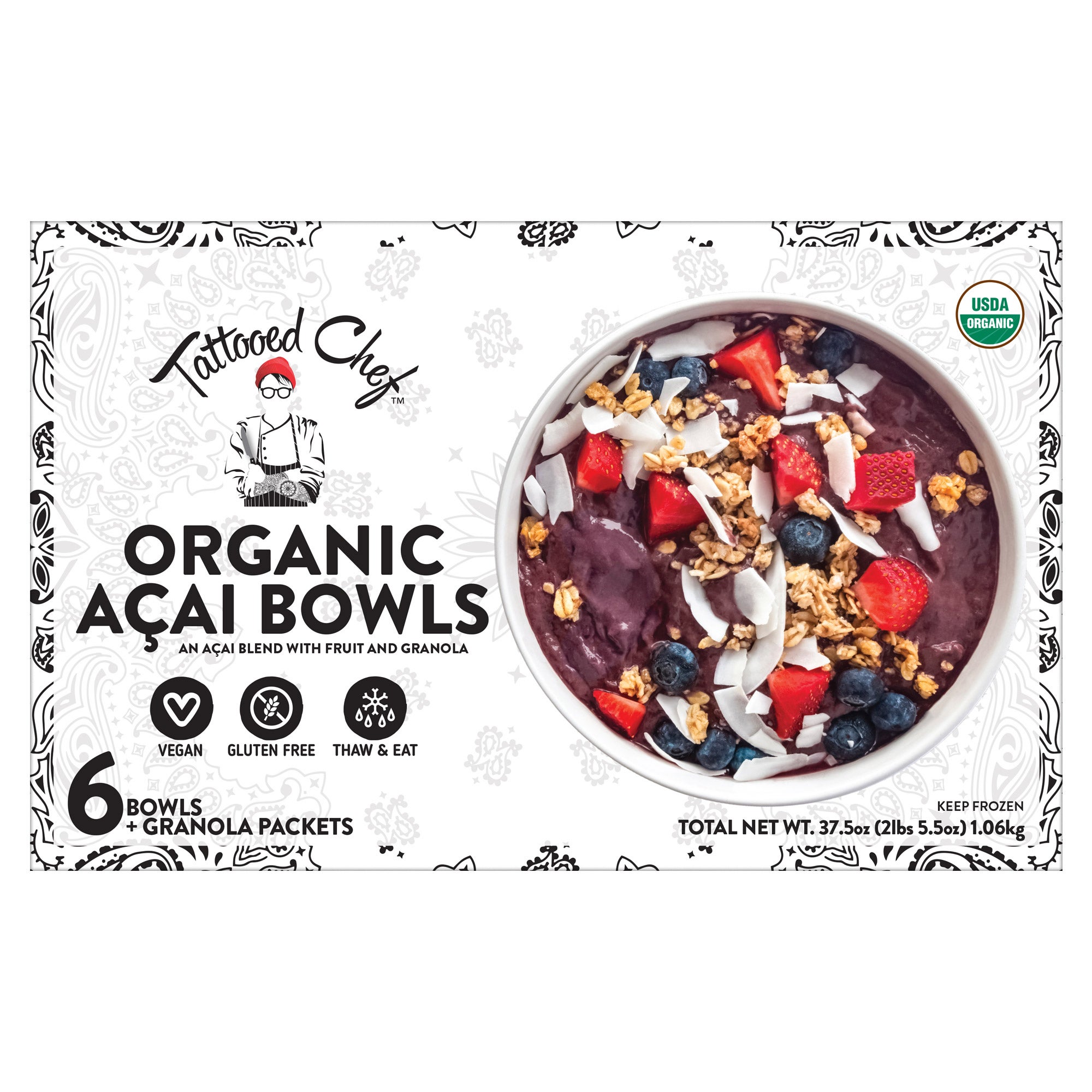 TATTOOED CHEF ORGANIC ACAI BOWLS 6 COUNT BOX