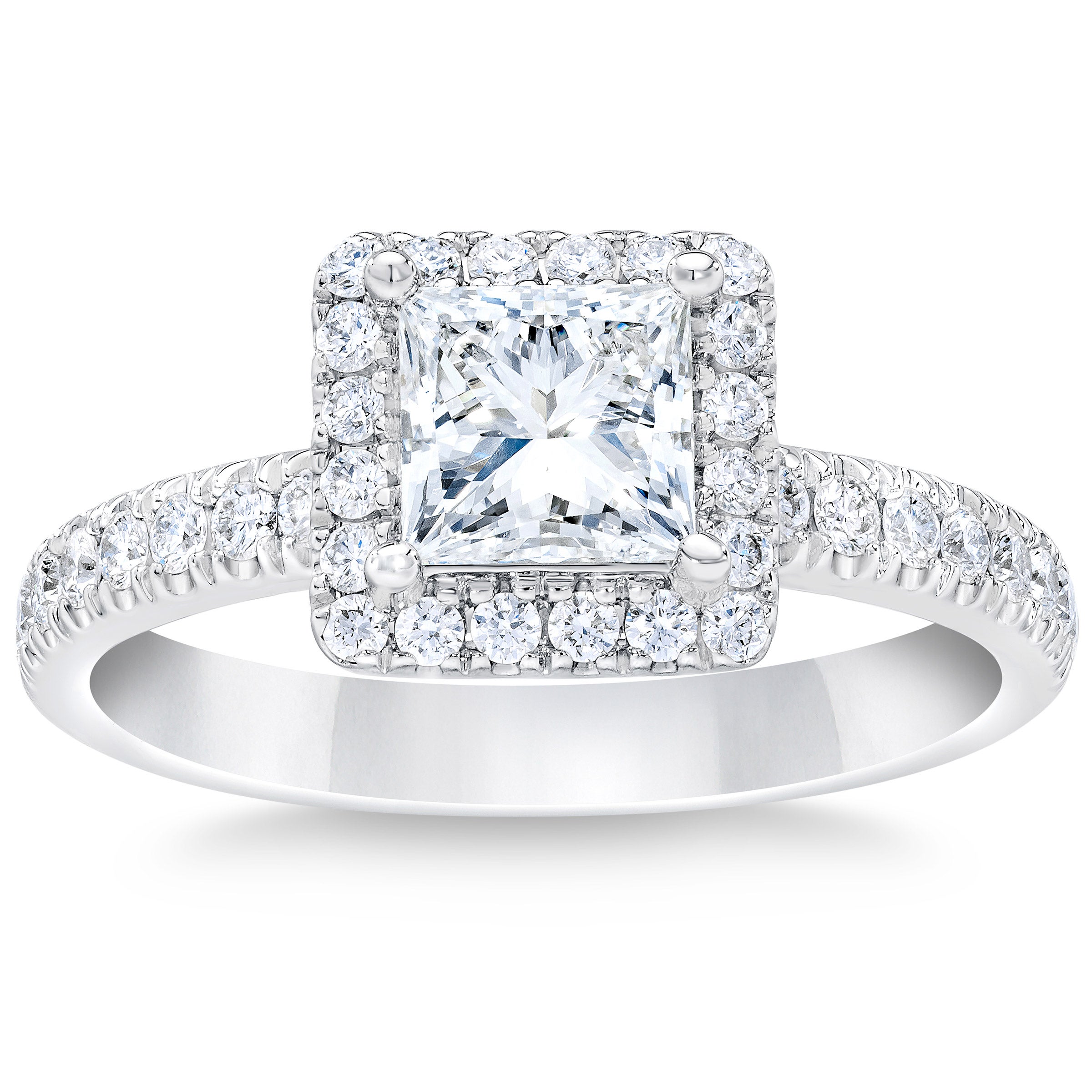 1.51CTW PRINCESS CUT PLATINUM WEDDING RING 1.01CT CENTER VVS1 ¨G¨ - Image 1