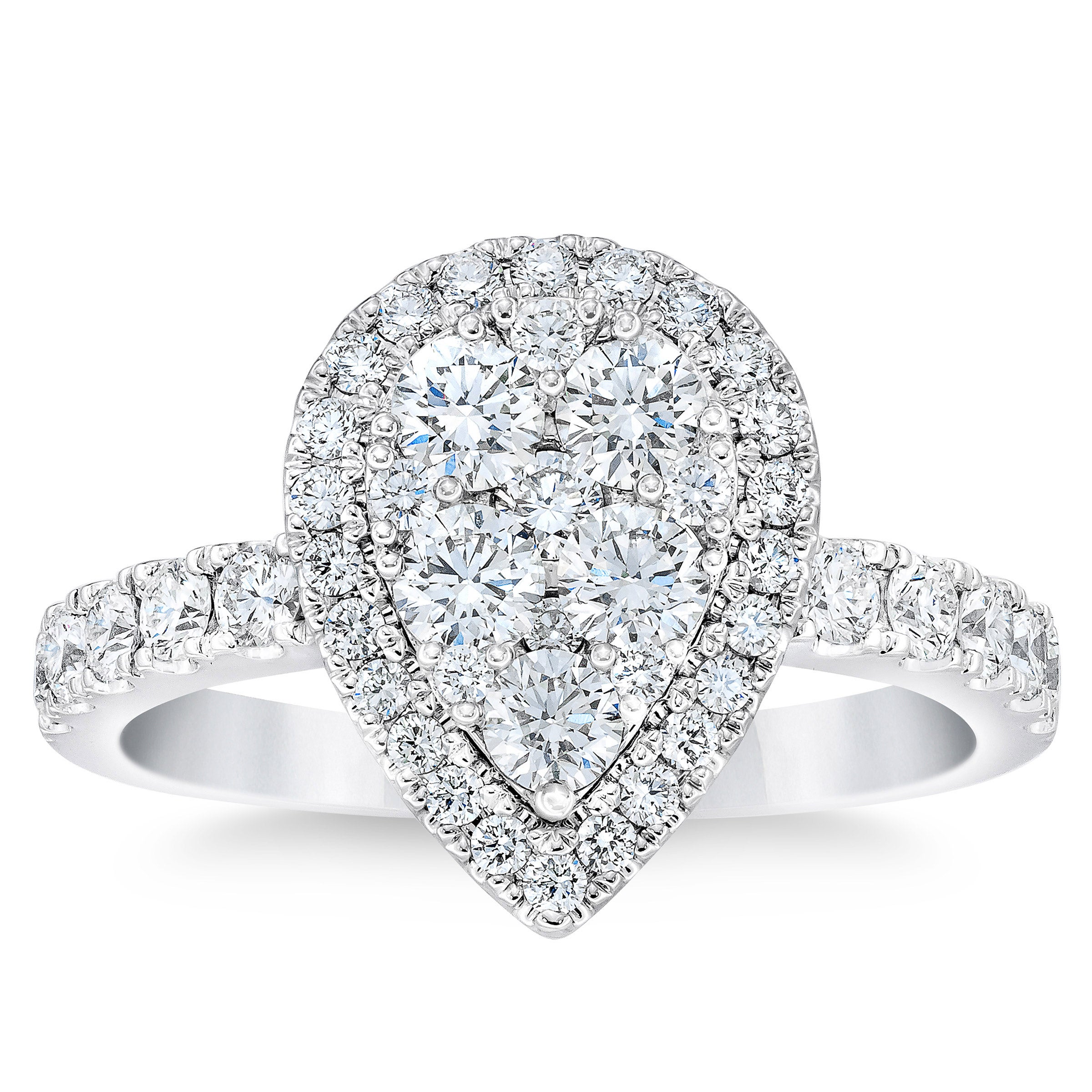 14KT WHITE GOLD VS2 I 1.20CTW ROUND DIAMOND PEAR SHAPE RING