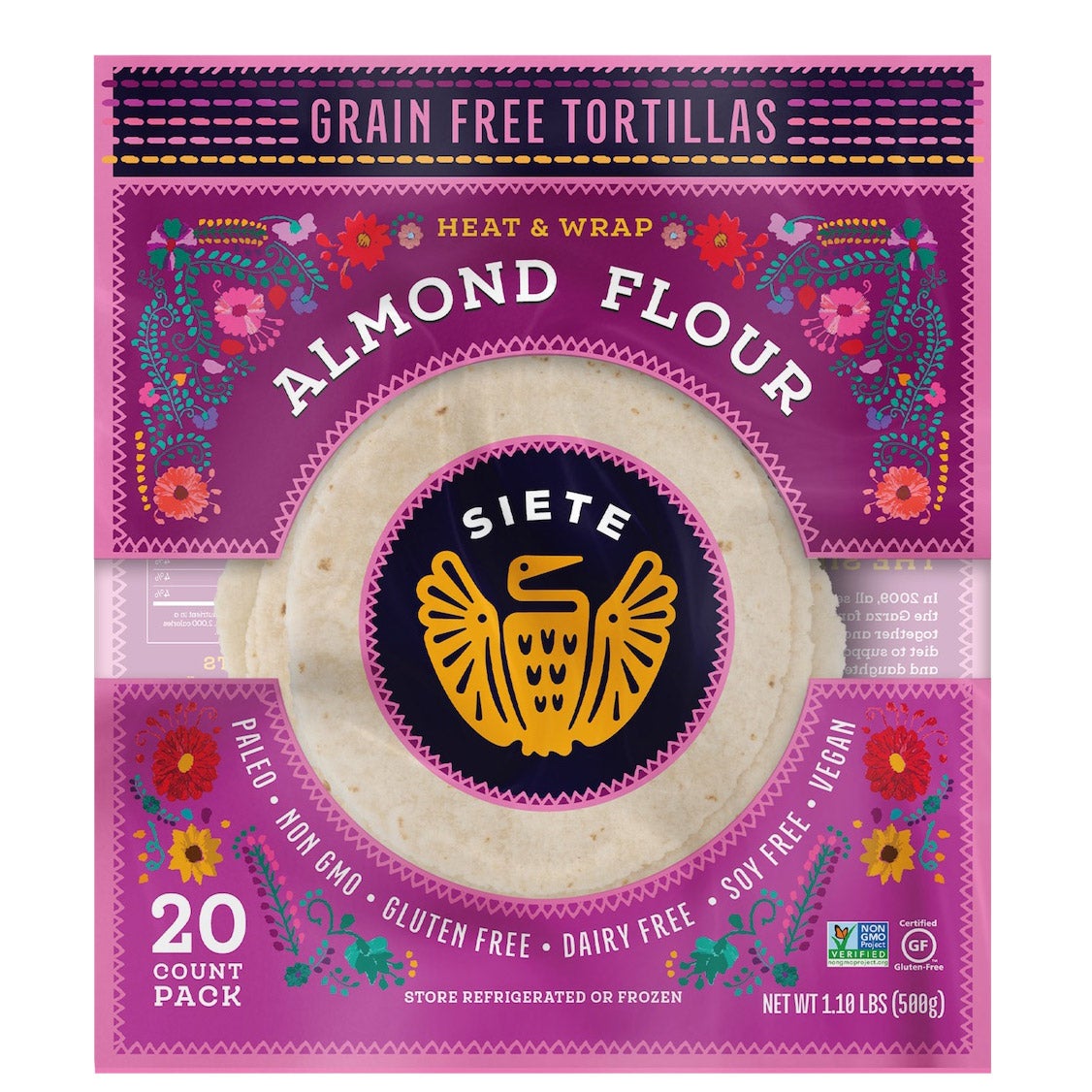 SIETE ALMOND FLOUR TORTILLA 17.5 OUNCE PACKAGE