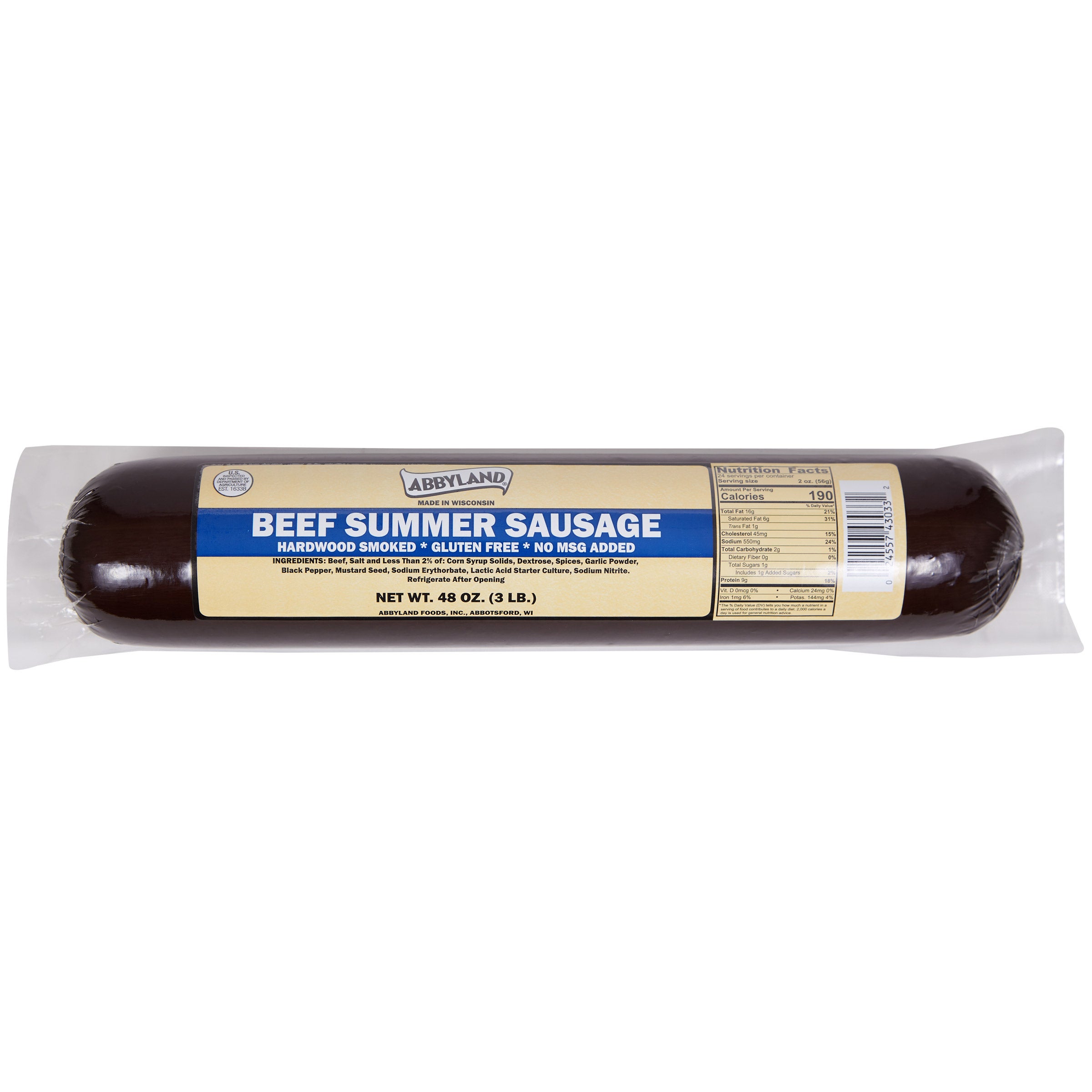 ABBYLAND BEEF SUMMER SAUSAGE 3 LBS