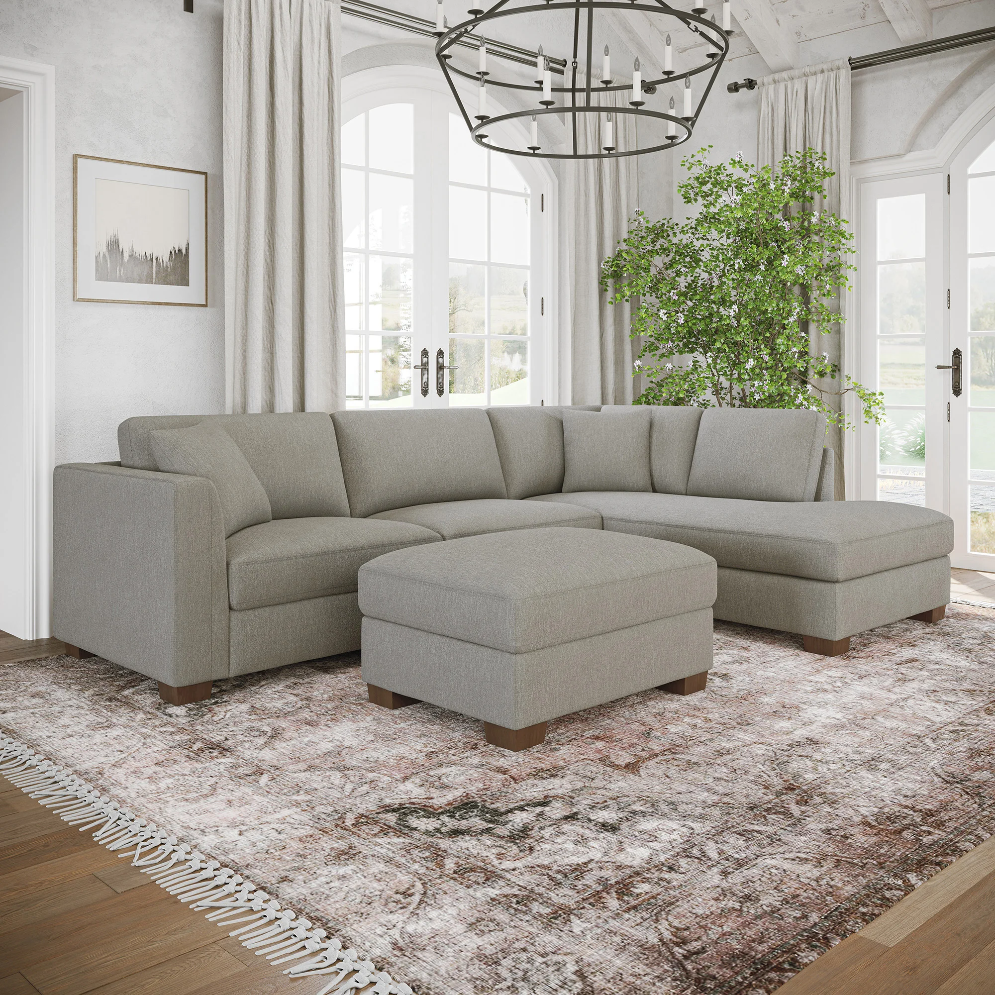 THOMASVILLE WALSEN SECTIONAL WITH STORAGE OTTOMAN - Image 1