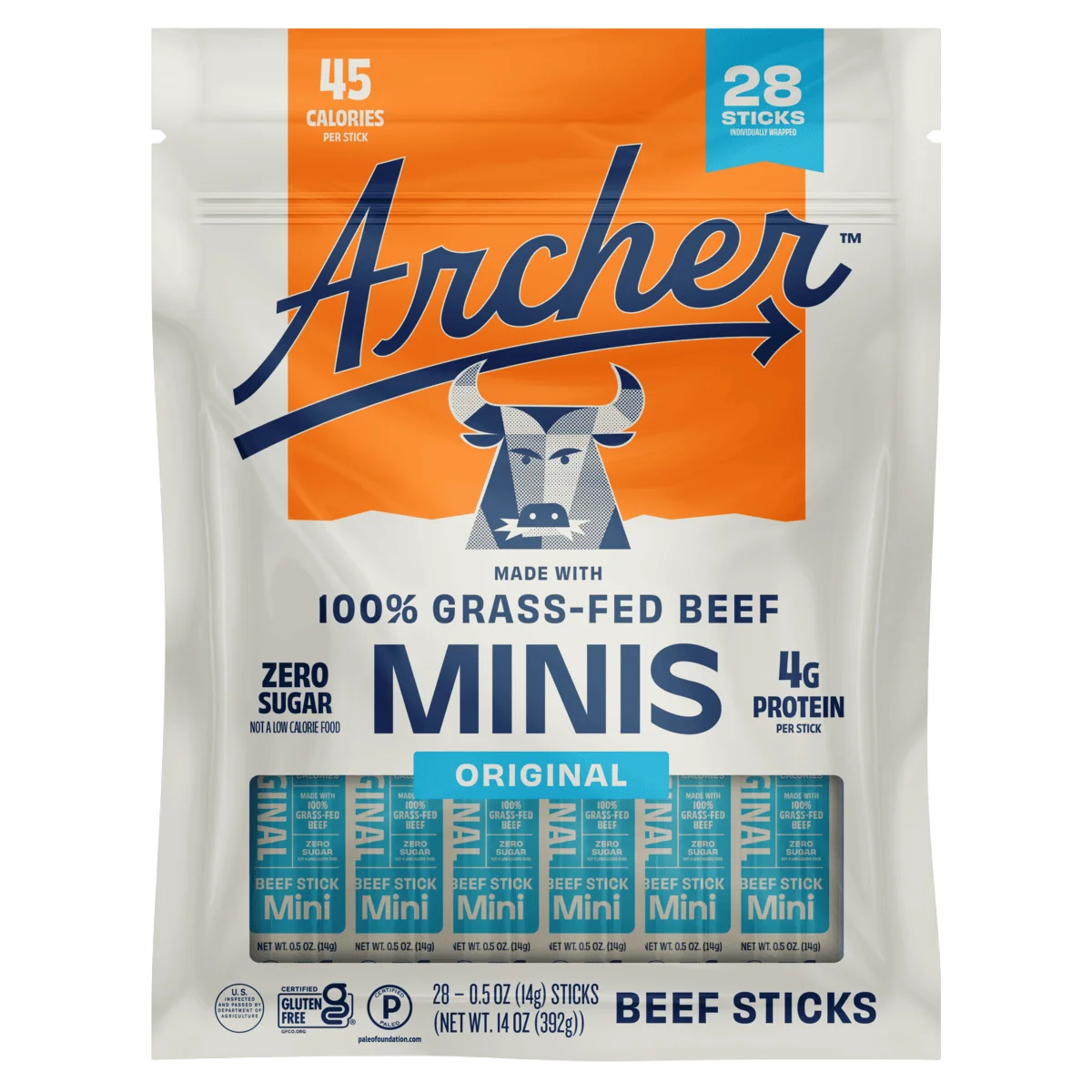 COUNTRY ARCHER GRASS FED BEEF STICKS 28/.50 OZ - Image 1