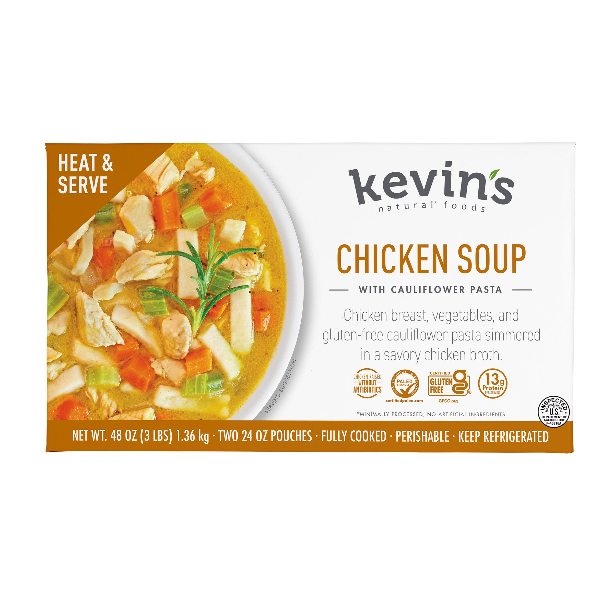 KEVIN'S CHICKEN SOUP WITH CAULIFLOWER PASTA 2/24 OZ (3 LBS) - Image 1