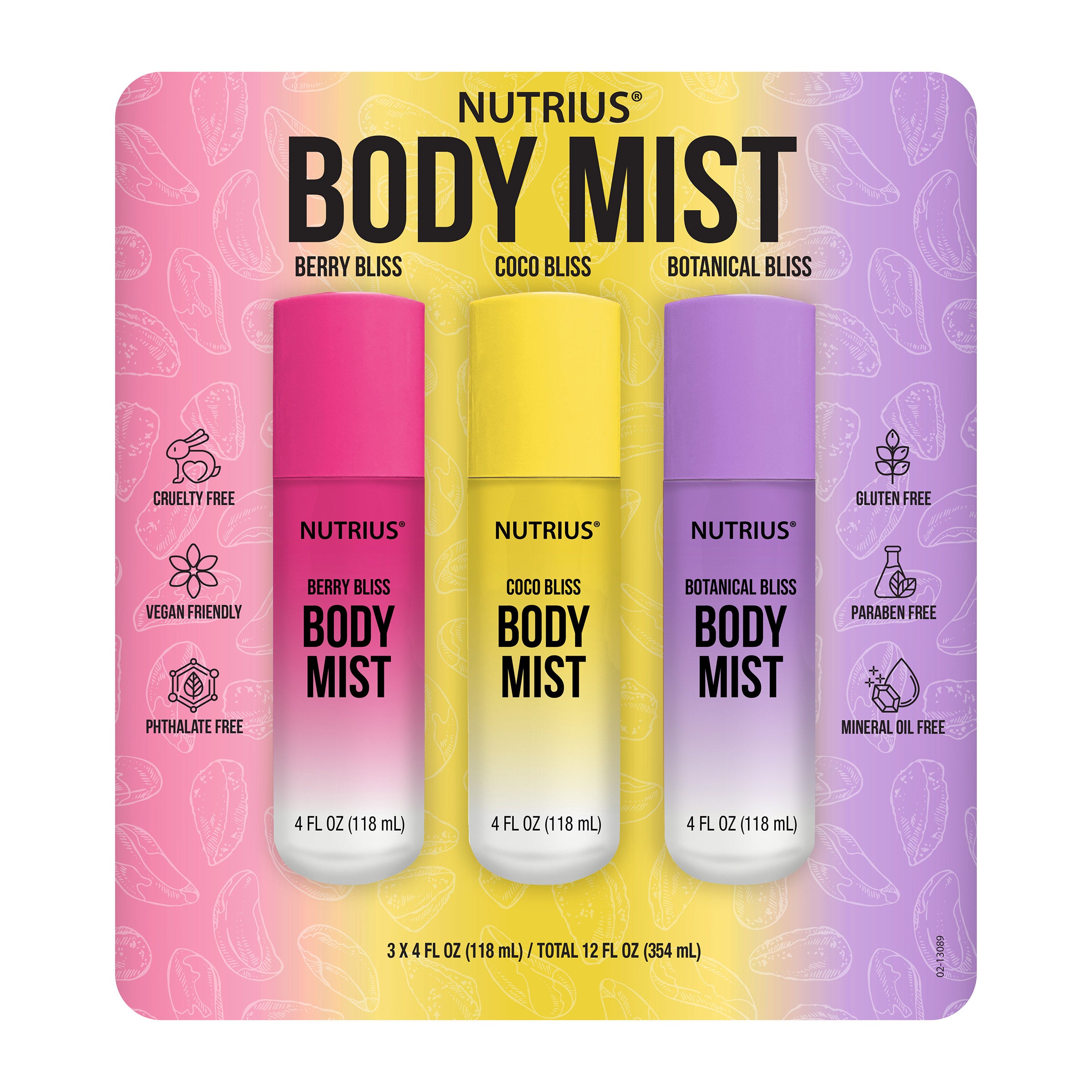 NUTRIUS BRAZILIAN BRAZILIAN BODY MIST 4 OZ, 3-PACK