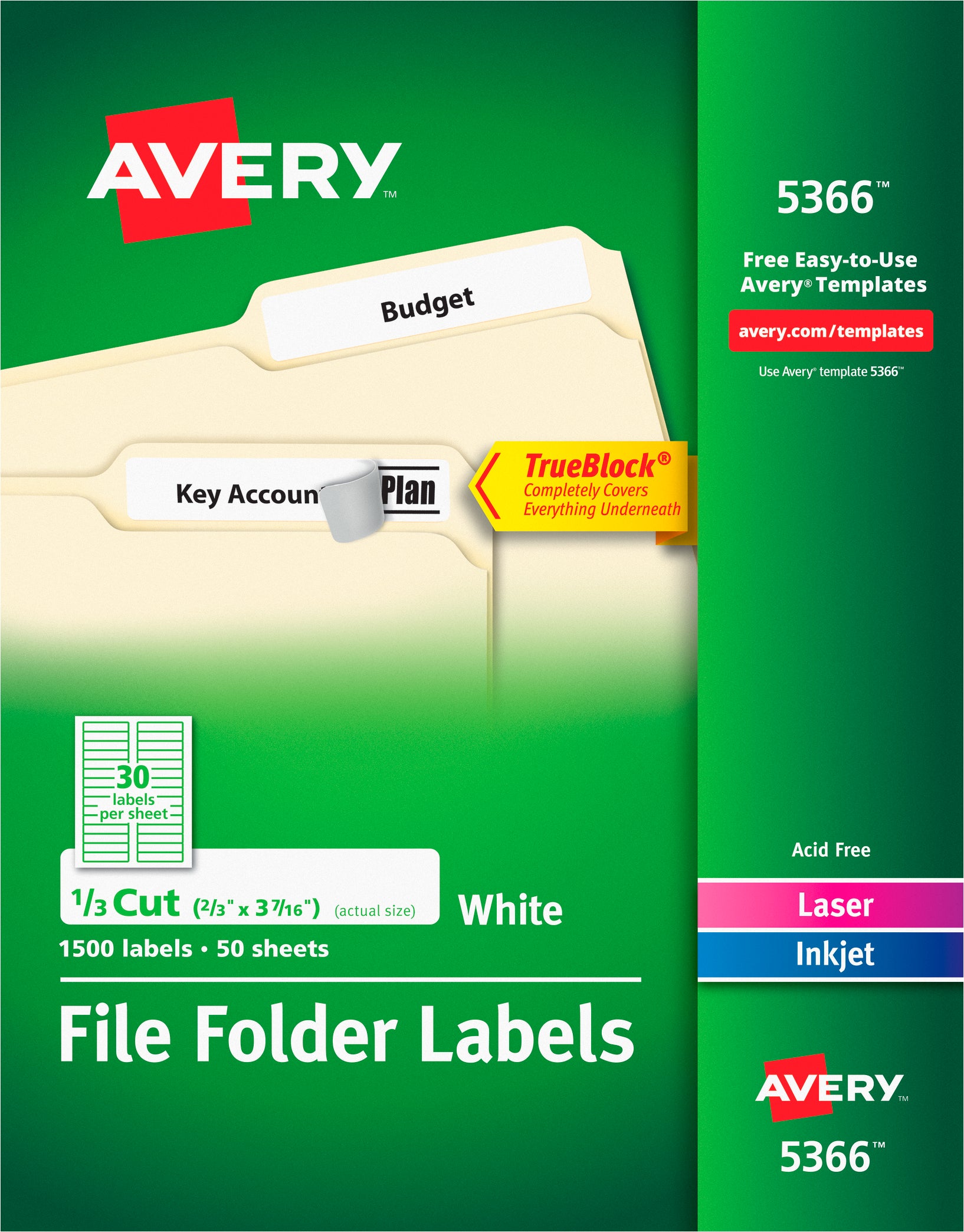 AVE5366 FILE FOLDER LABELS 50 CT - Image 1