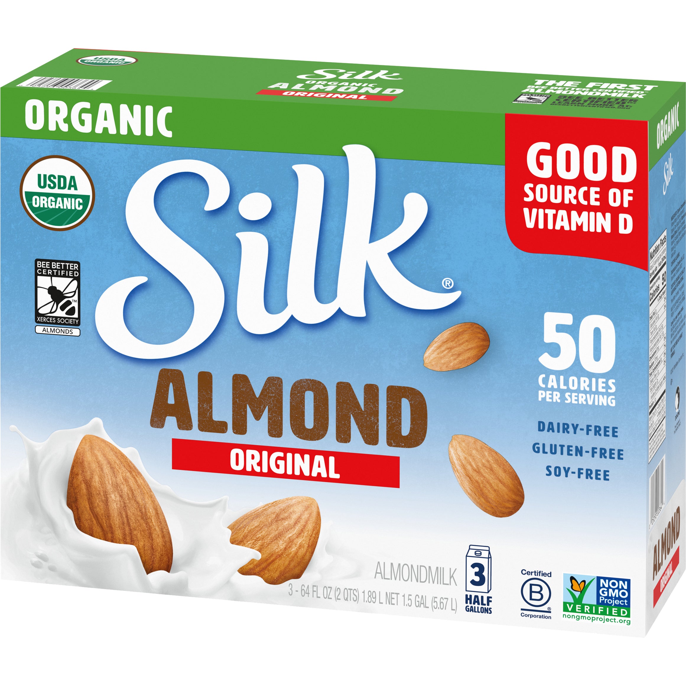 SILK ORGANIC ALMOND MILK ORIGINAL 3-1/2 GALLON - Image 1