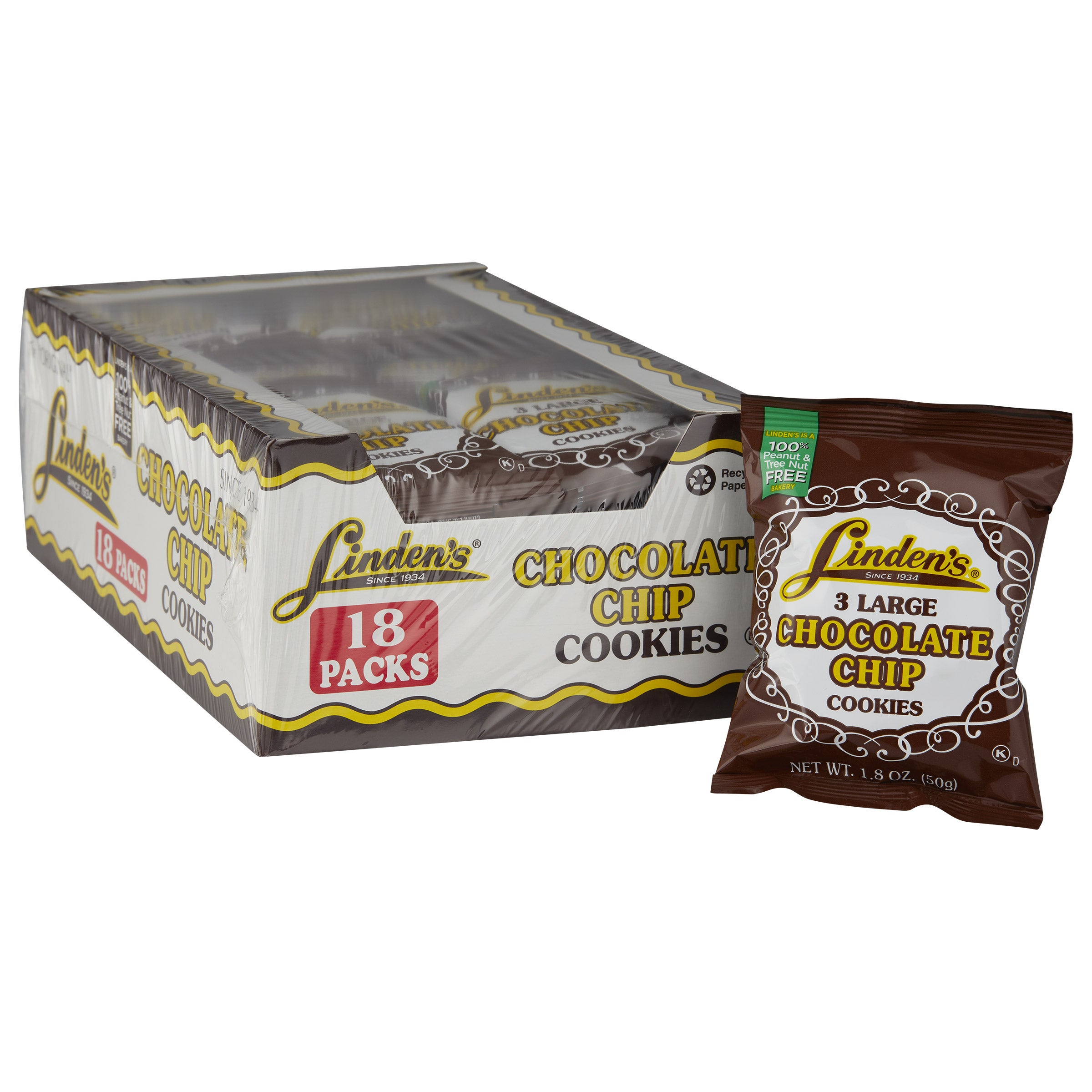 LINDEN'S CHOCOLATE CHIP COOKIES 18 CT (2.025 LBS) - Image 1