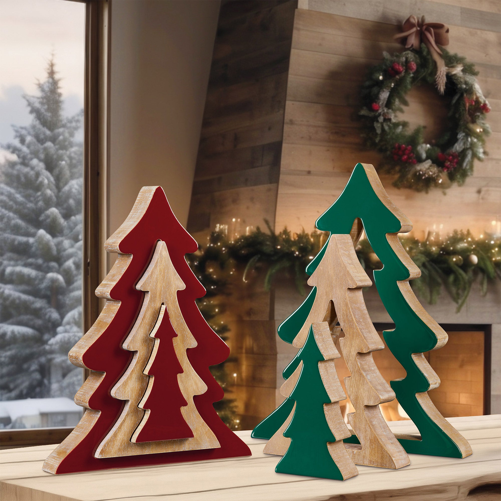 WOOD NESTING TREES SET OF 3 - Image 1