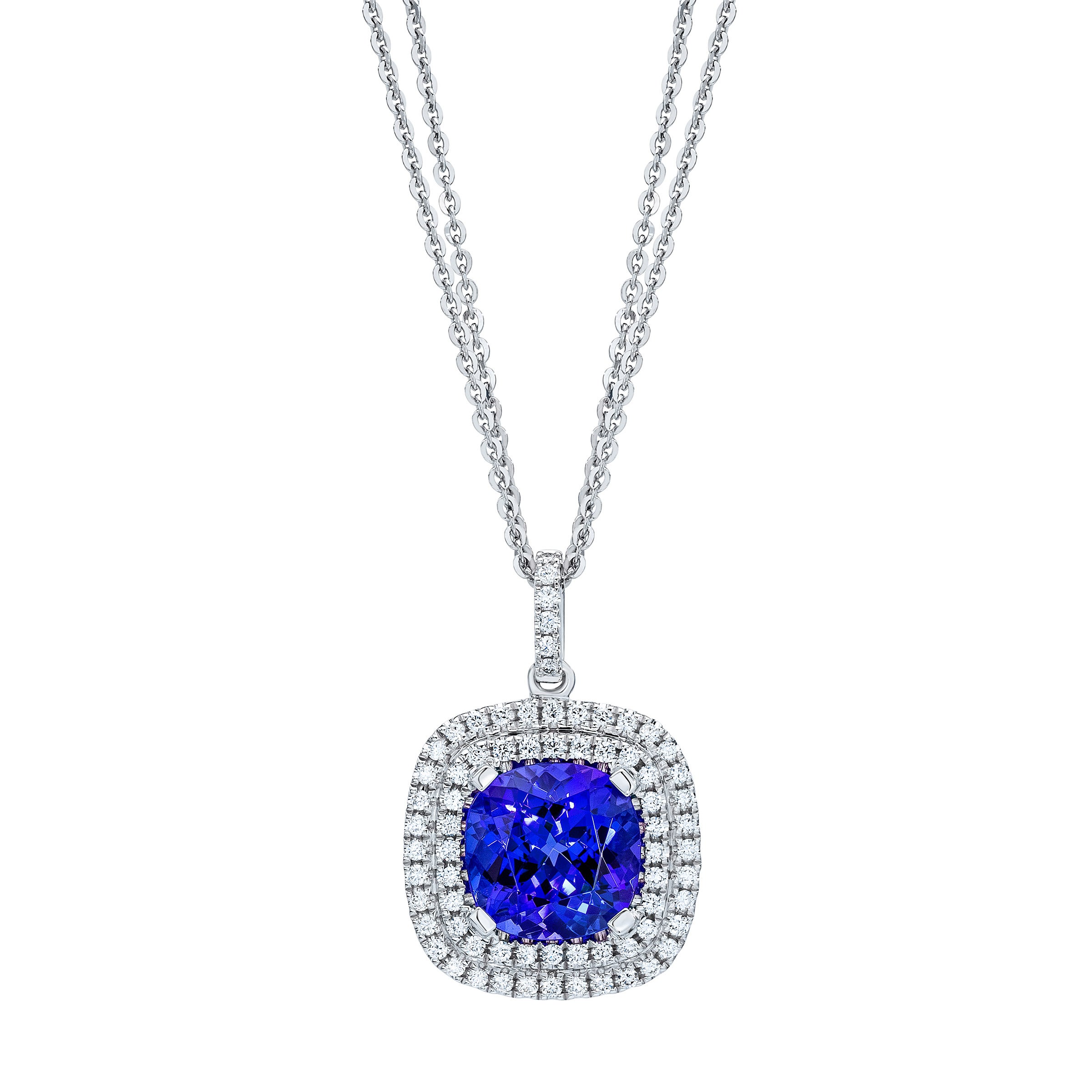 18KT WHITE GOLD VS2 I 0.33CTW DIAMOND & TANZANITE PENDANT 18¨ - Image 1