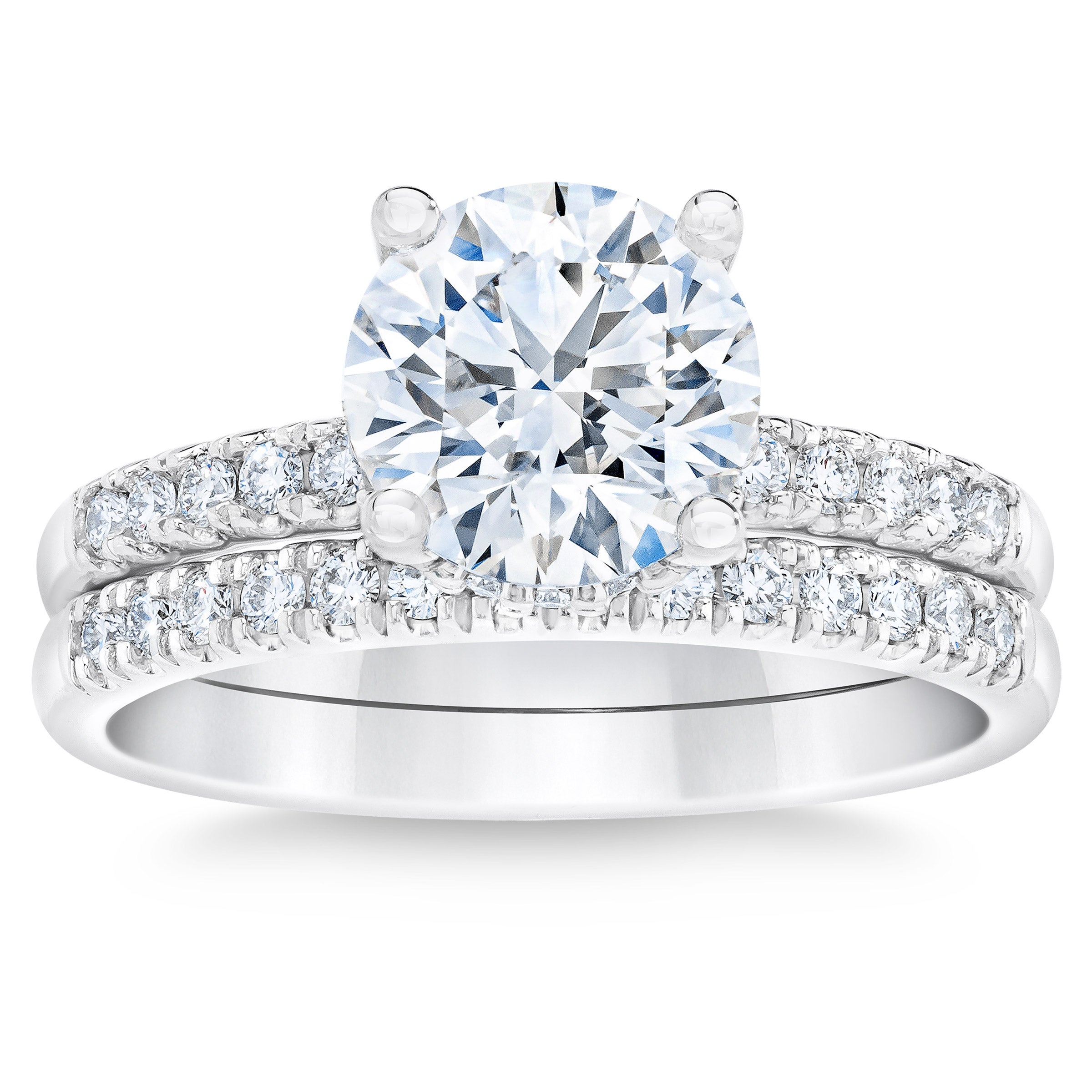 2.06CTW ROUND DIAMOND PLATINUM WEDDING SET 1.61CT CENTER VS1 ¨E¨ - Image 1