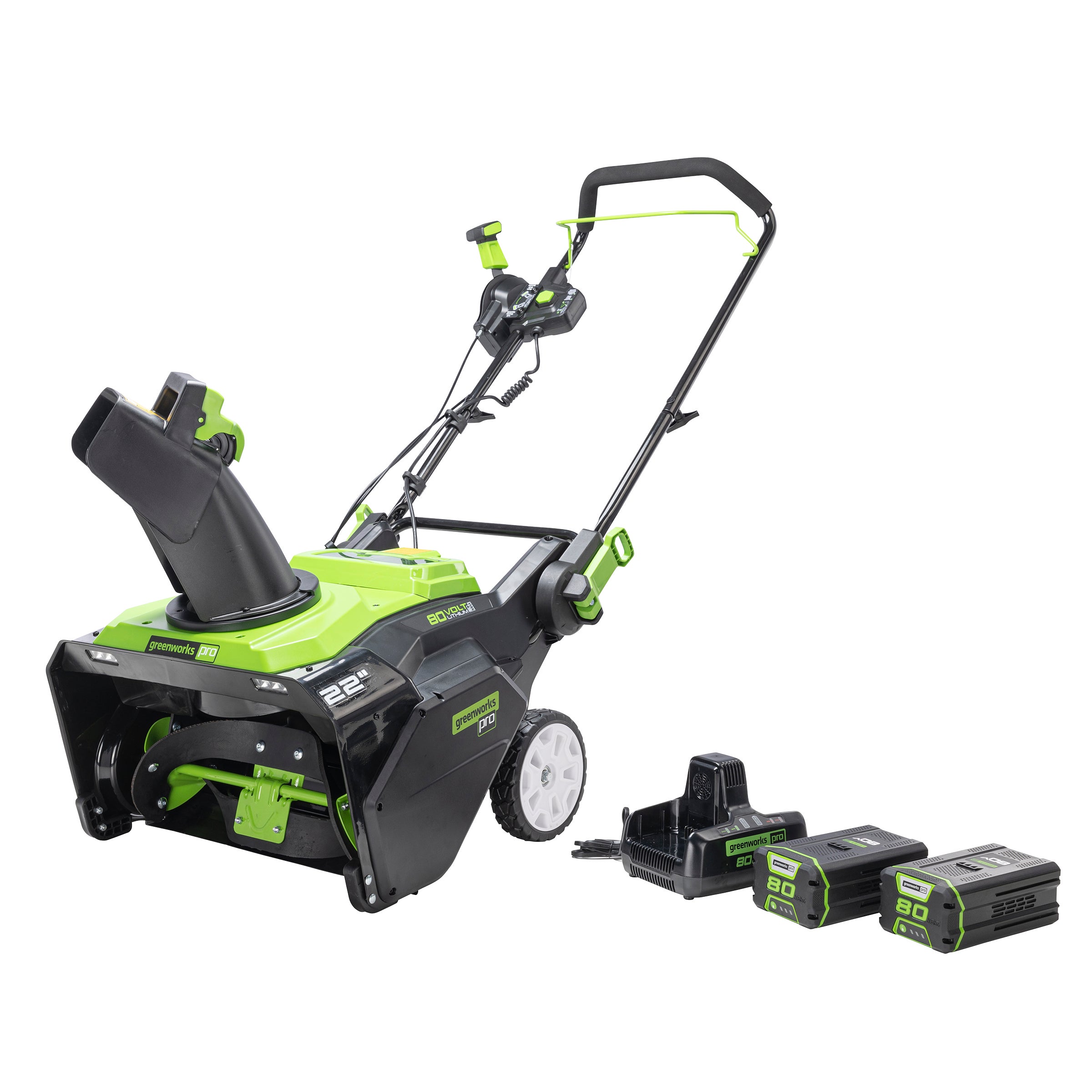 GREENWORKS 22¨ SNOW BLOWER W/ 2 BATTERIES+CHARGER