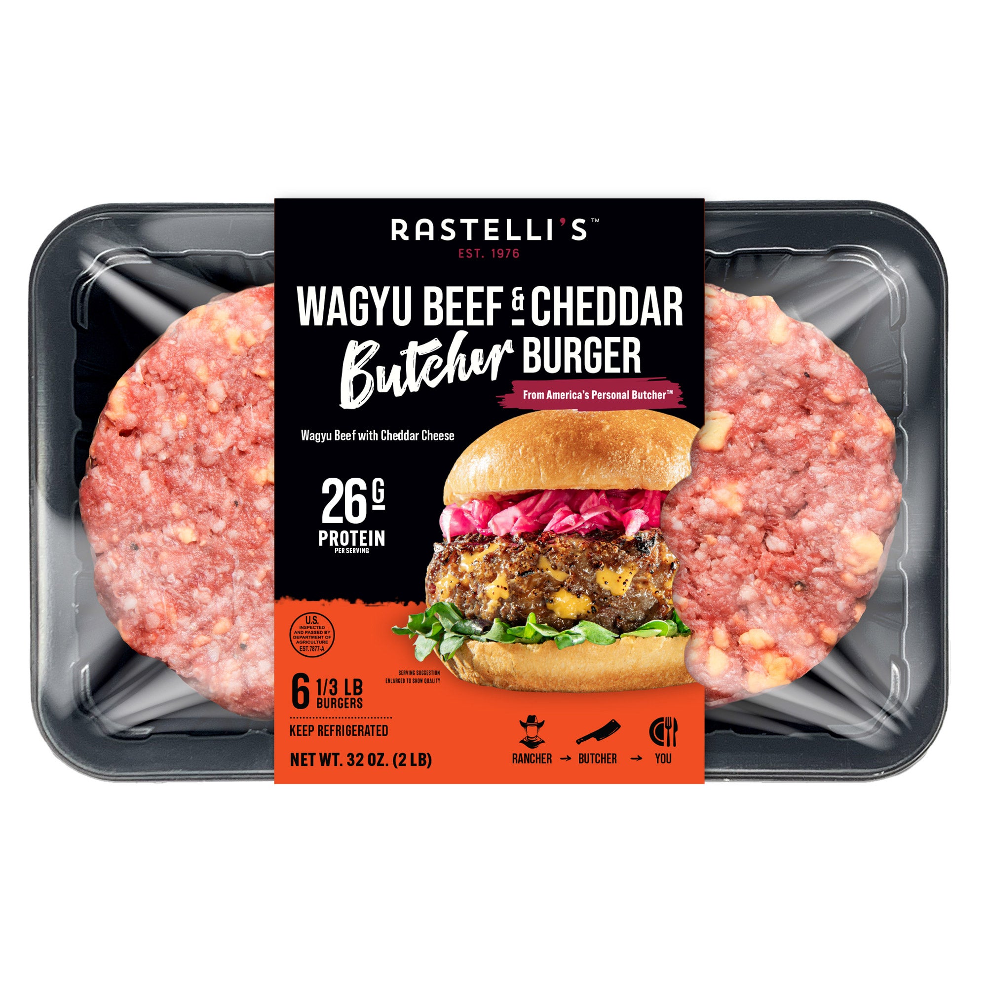 RASTELLI'S WAGYU/CHEDDAR BURGERS 31.9 OZ (1.99 LBS) - Image 1