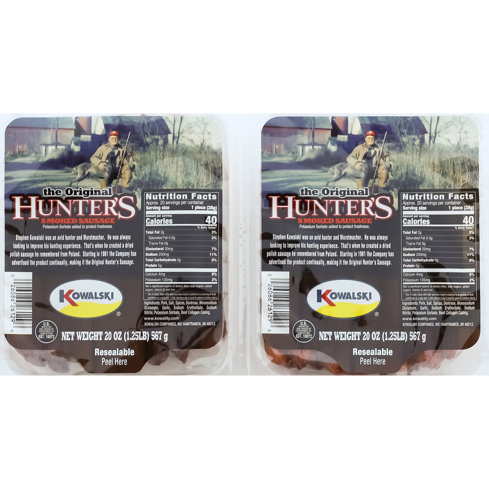 KOWALSKI HUNTER SAUSAGE 2-20 OUNCE BAGS