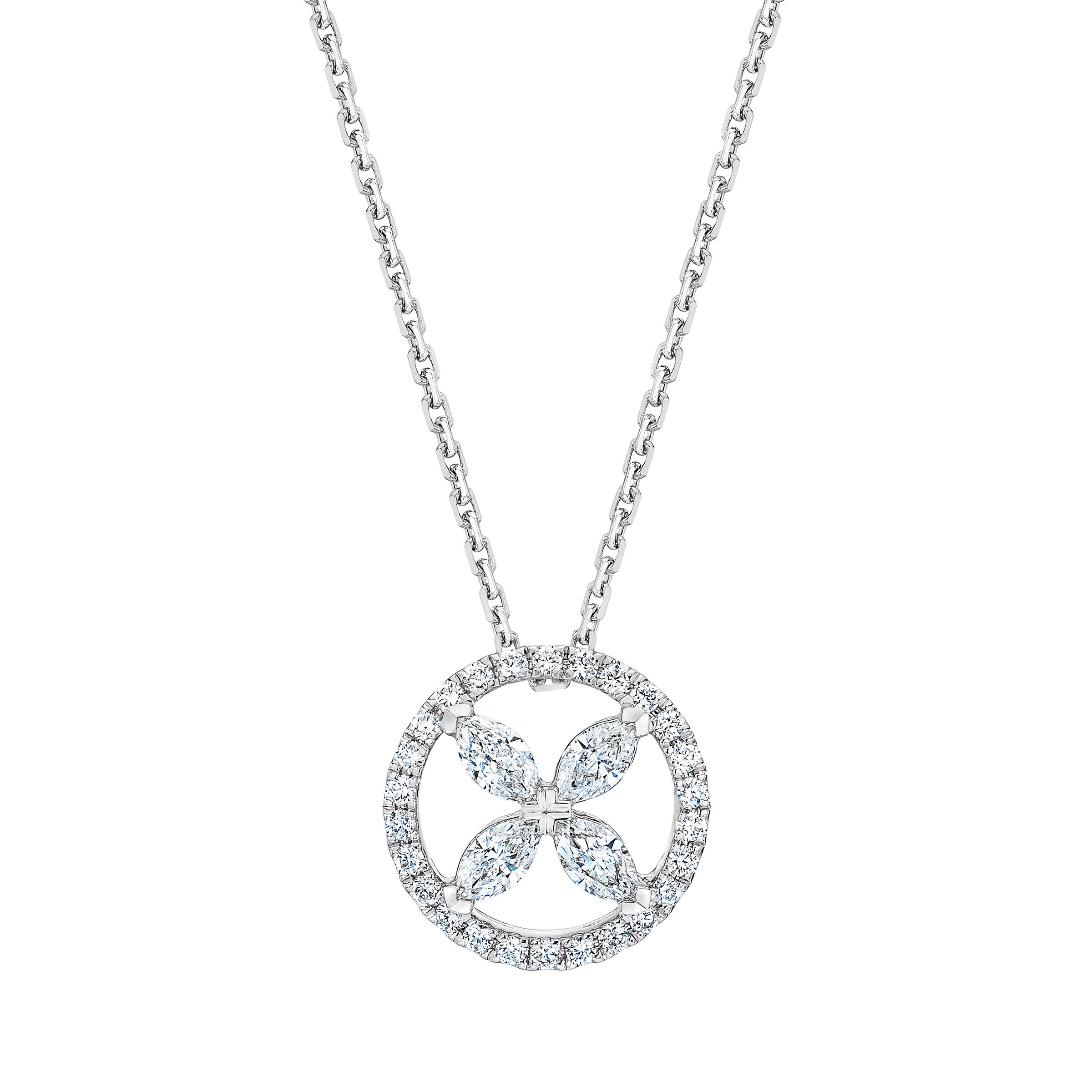 14KT WHITE GOLD VS2 I 0.52CTW MARQUISE AND ROUND DIAMOND NECKLACE - Image 1