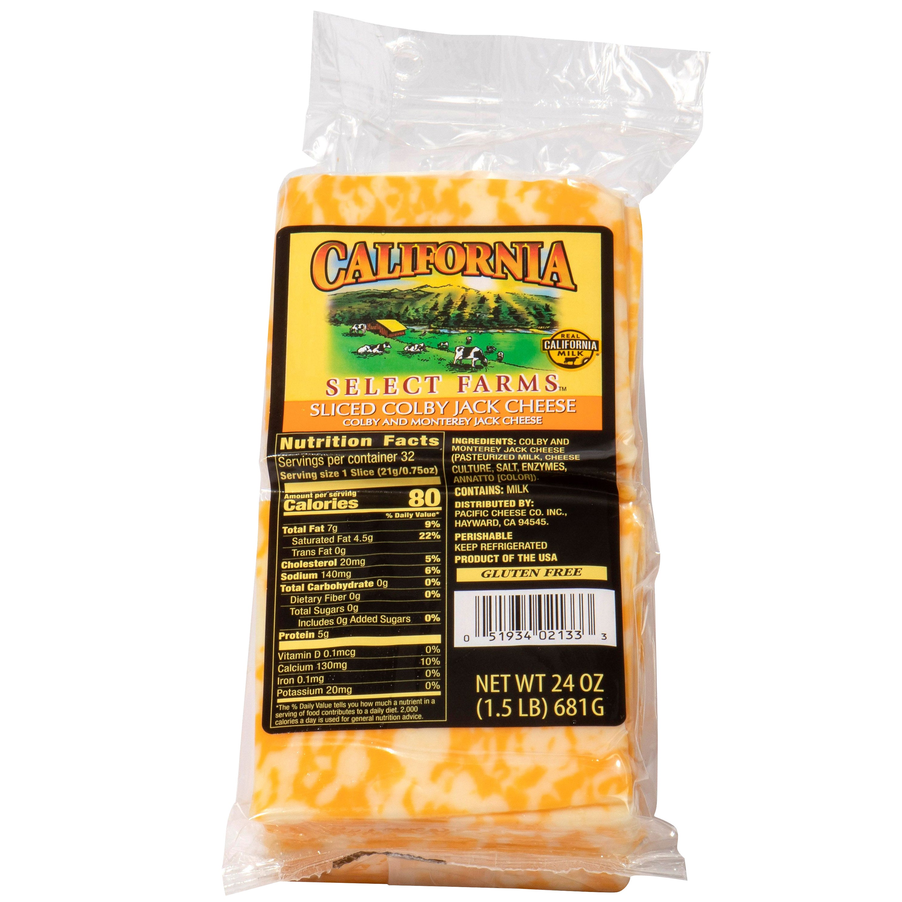CALIFORNIA SELECT FARM SLICED COLBY JACK 1.5 LBS