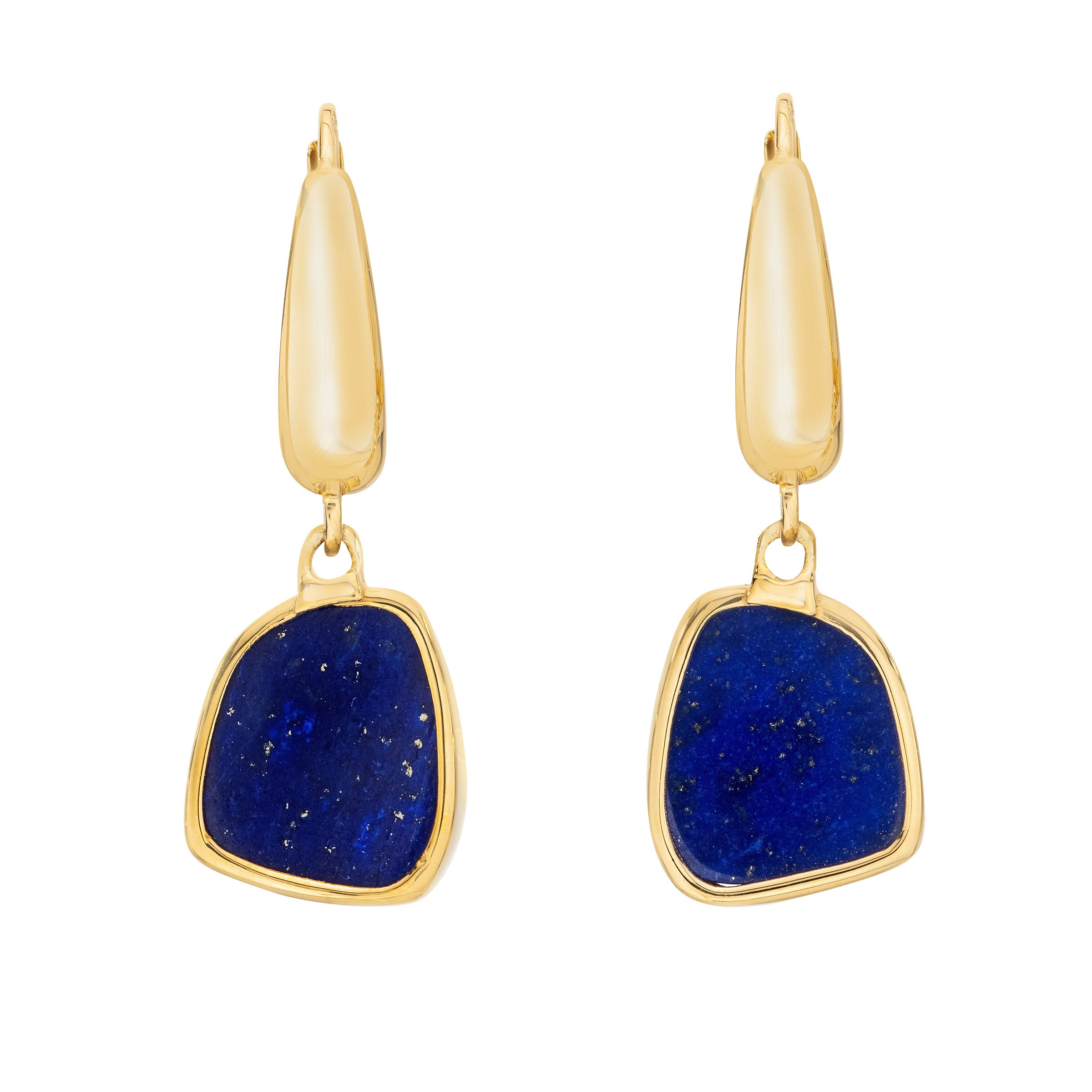 14KT YELLOW GOLD LAPIS DROP EARRINGS