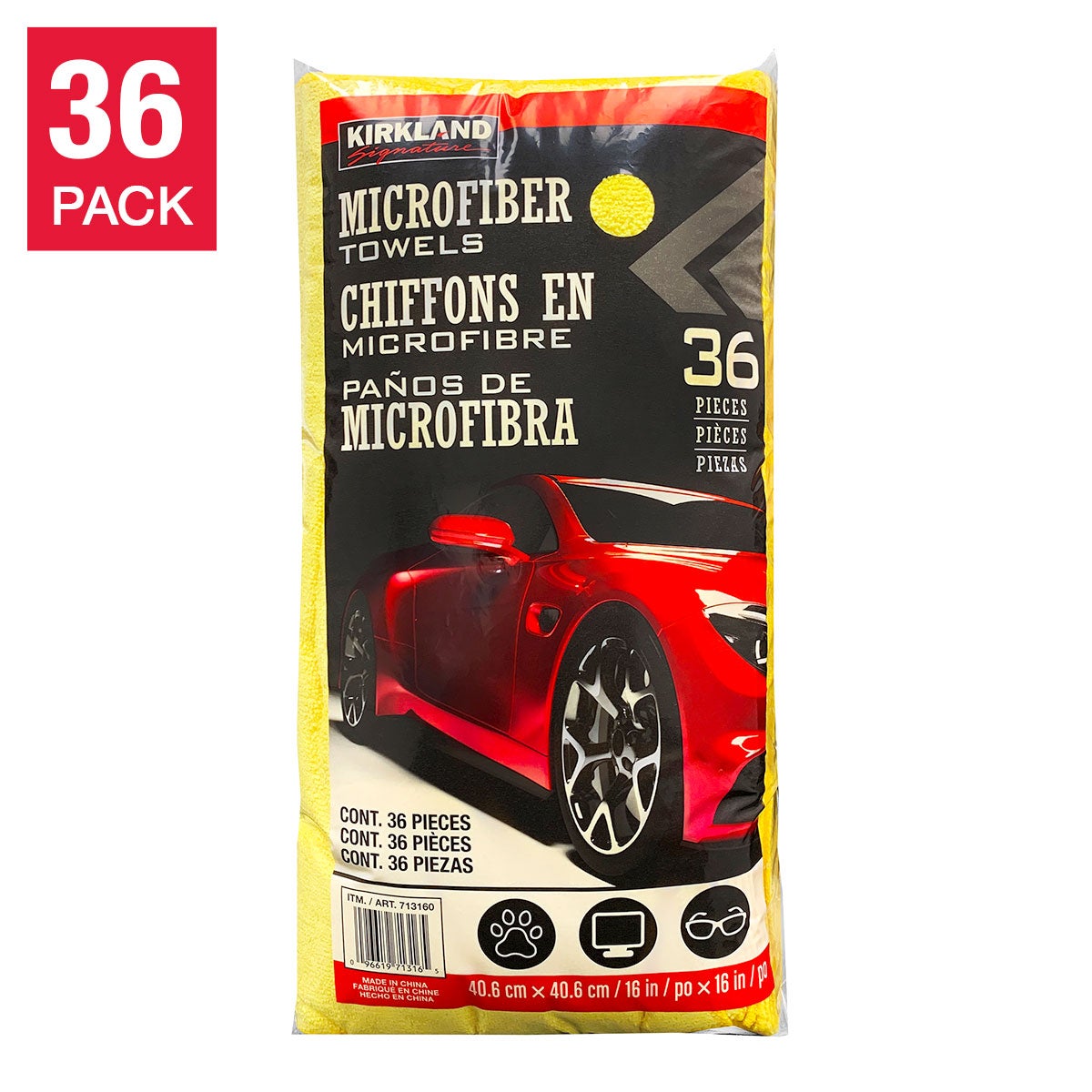 KIRKLAND SIGNATURE MICROFIBER TOWEL ULTRA PLUSH 36 PACK - Image 1