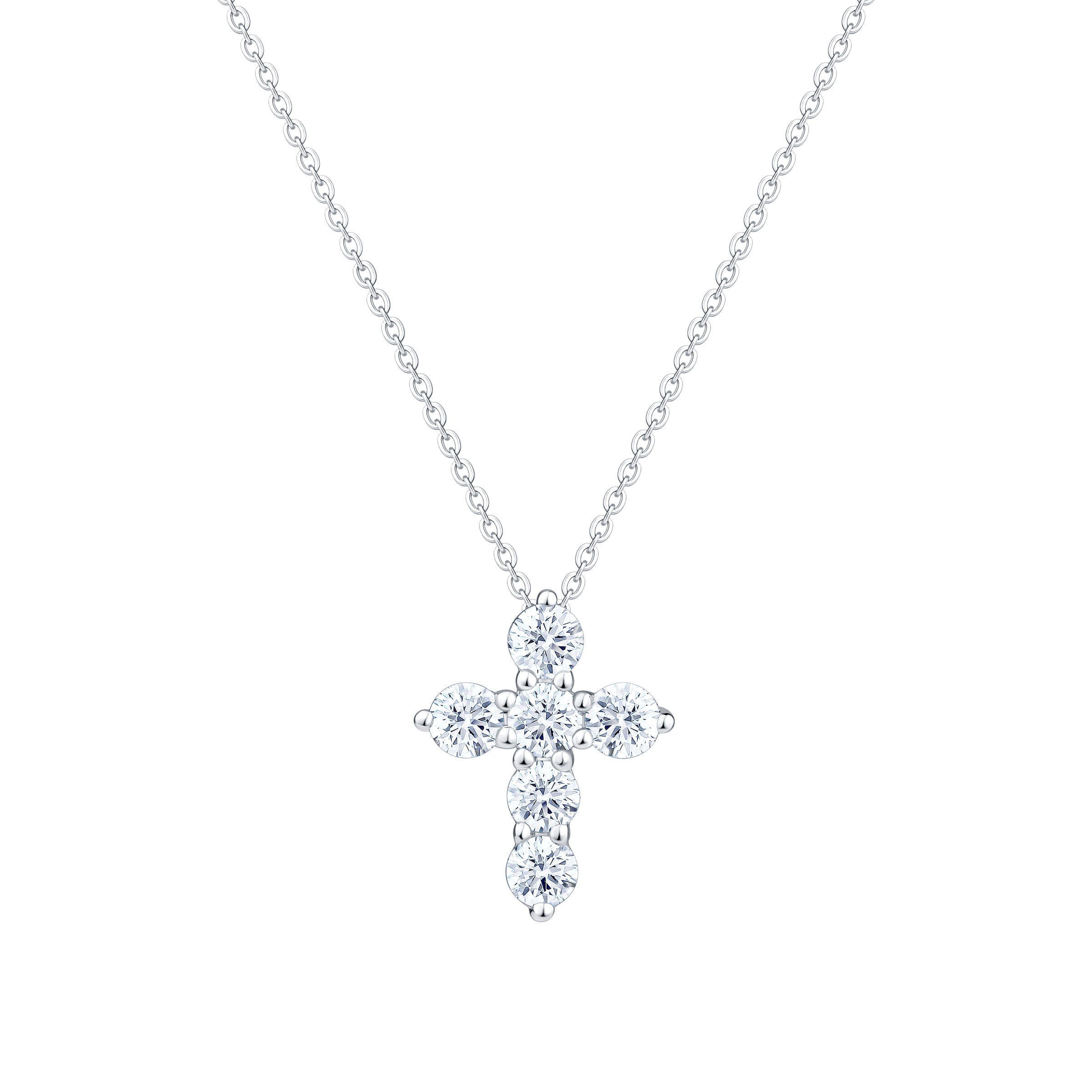 14KT WHITE GOLD VS2 I 0.50CTW ROUND DIAMOND CROSS PENDANT