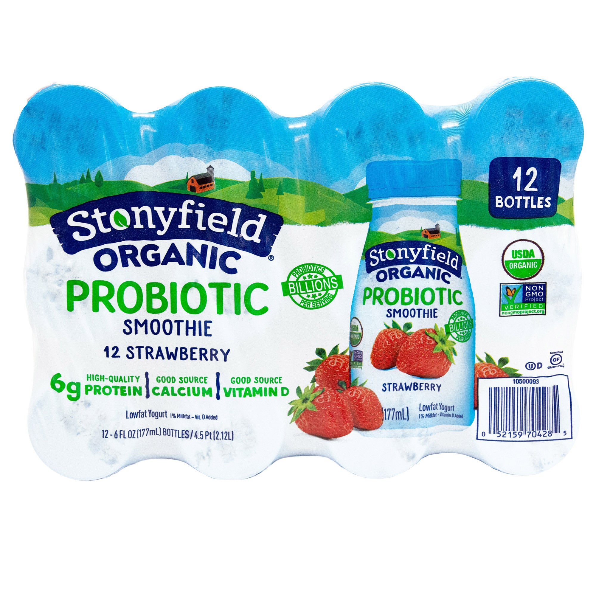 STONYFIELD ORGANIC SMOOTHIES W/PROBIOTICS 12/6 FL OZ (2.25 QTS)