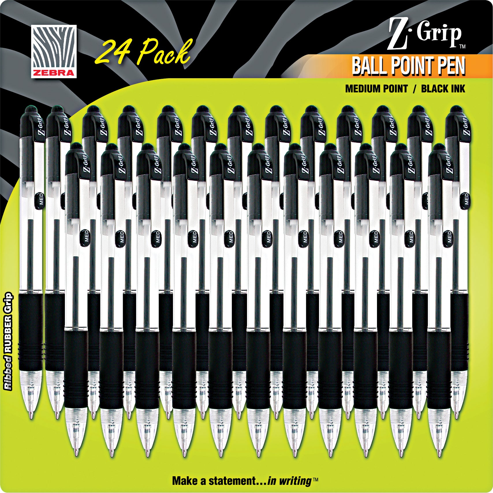 ZEBRA Z-GRIP RT BALLPNT PENS ZEB12221 BLACK 24CT - Image 1