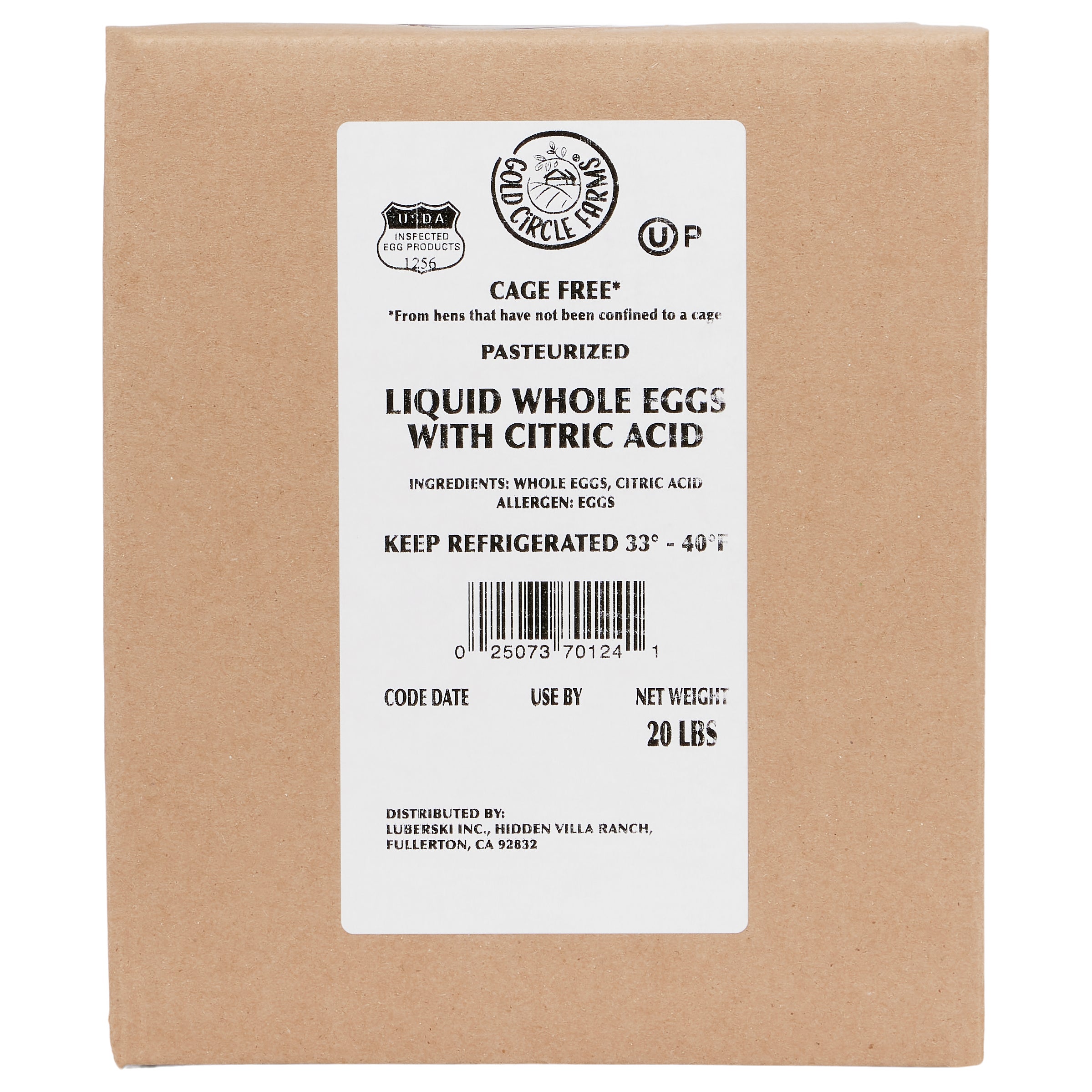 GCF CAGE FREE LIQUID EGGS 20 LB BAG