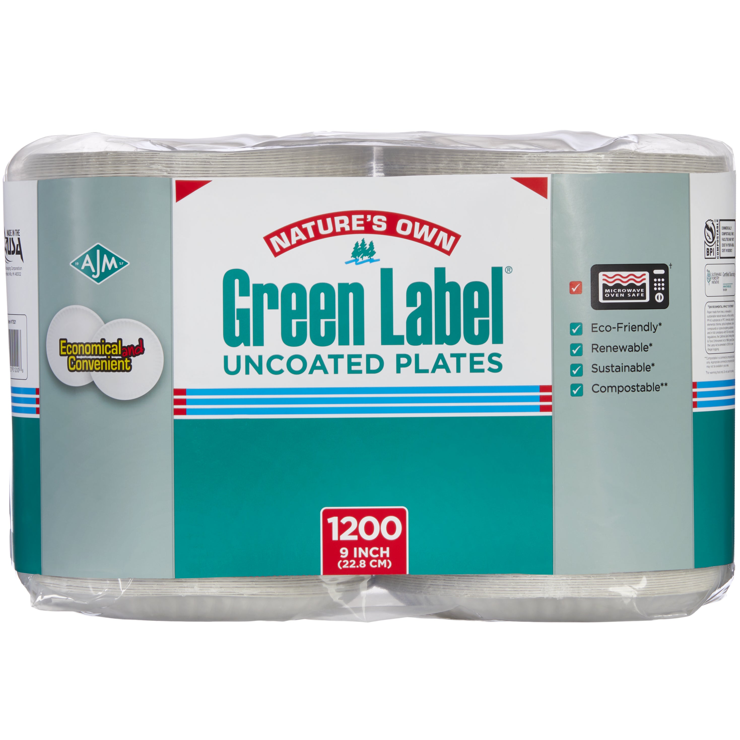 NATURES OWN 9¨ PAPER PLATE 1200 CT - Image 1