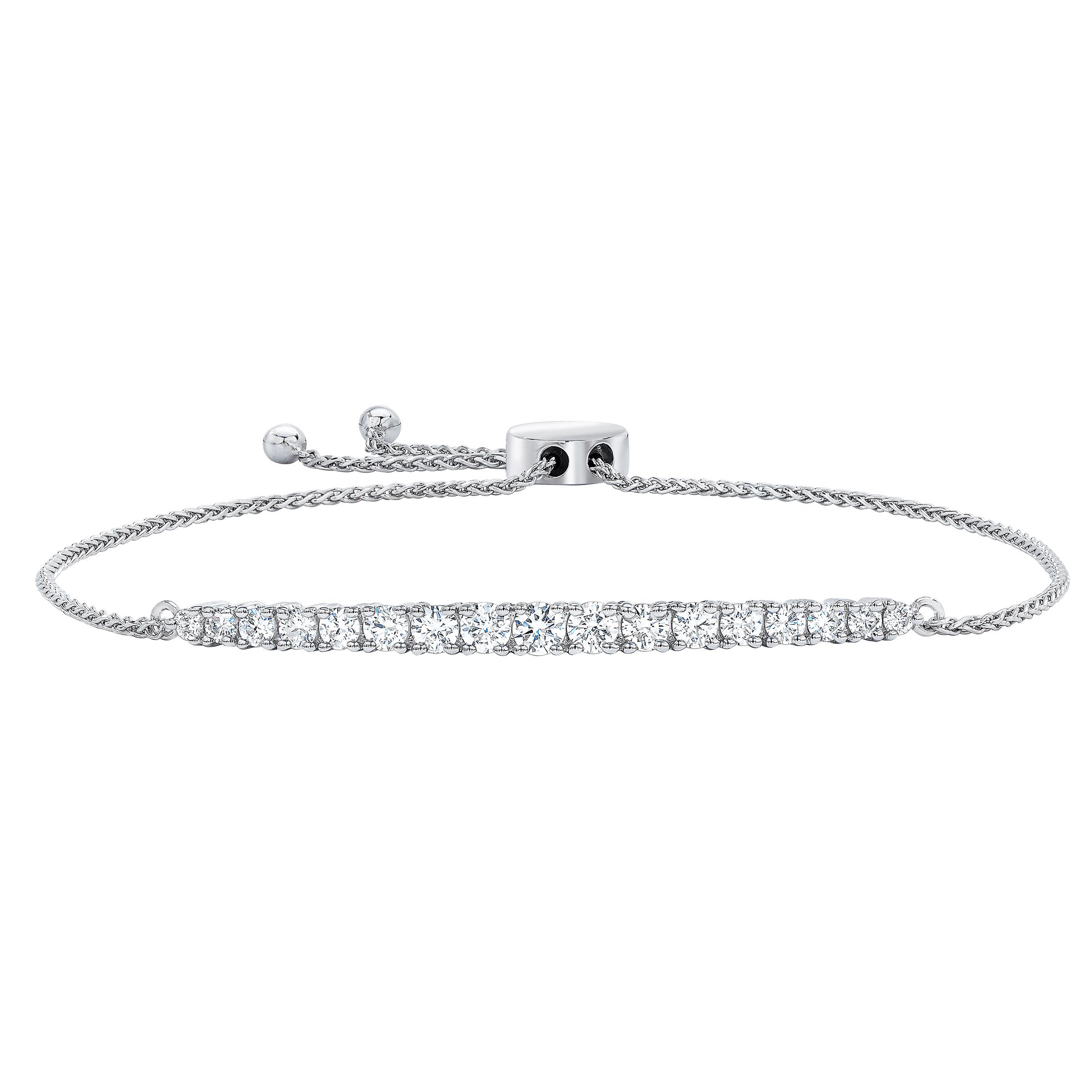 14KT WHITE GOLD VS2 I 1.0CTW ROUND DIAMOND BOLO BRACELET