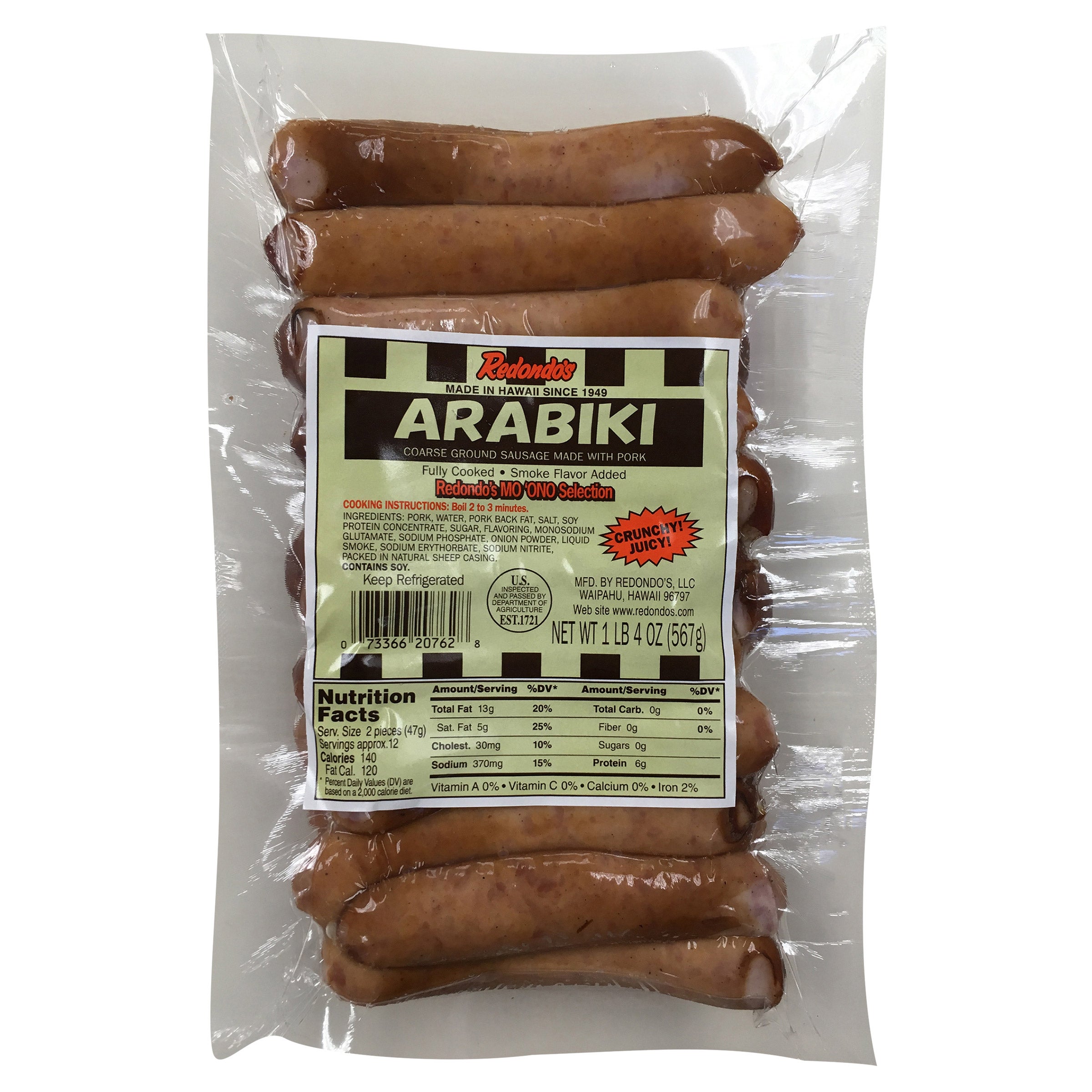 REDONDO'S ARABIKI SAUSAGE NET WT 1LB 4 OZ