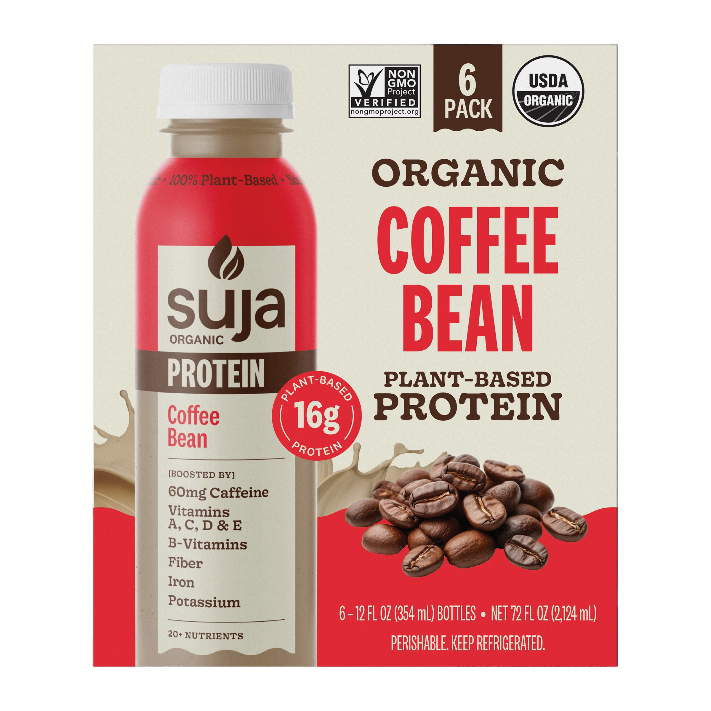 ORGANIC SUJA COFFEE BEAN PROTEIN 6 PACK 12 OUNCES EACH - Image 1