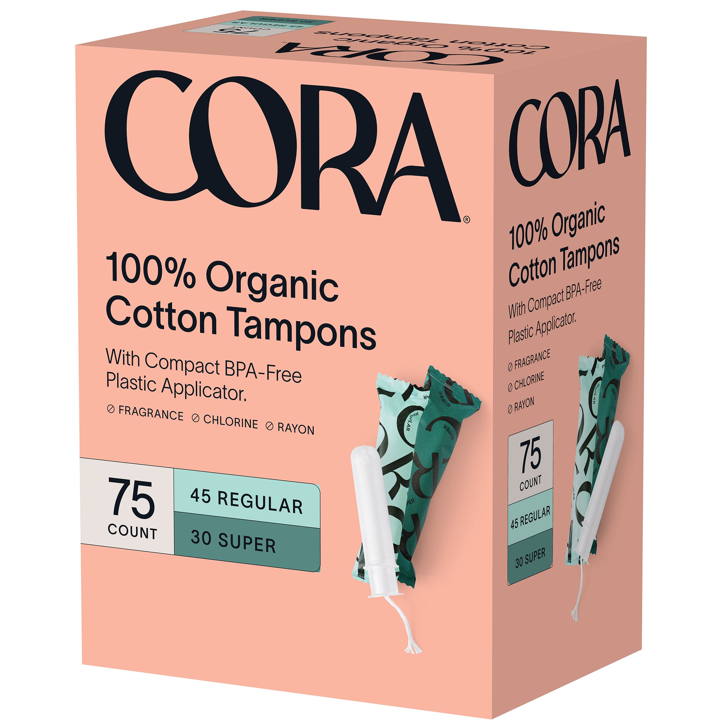 CORA ORGANIC COTTON TAMPON 75 CT