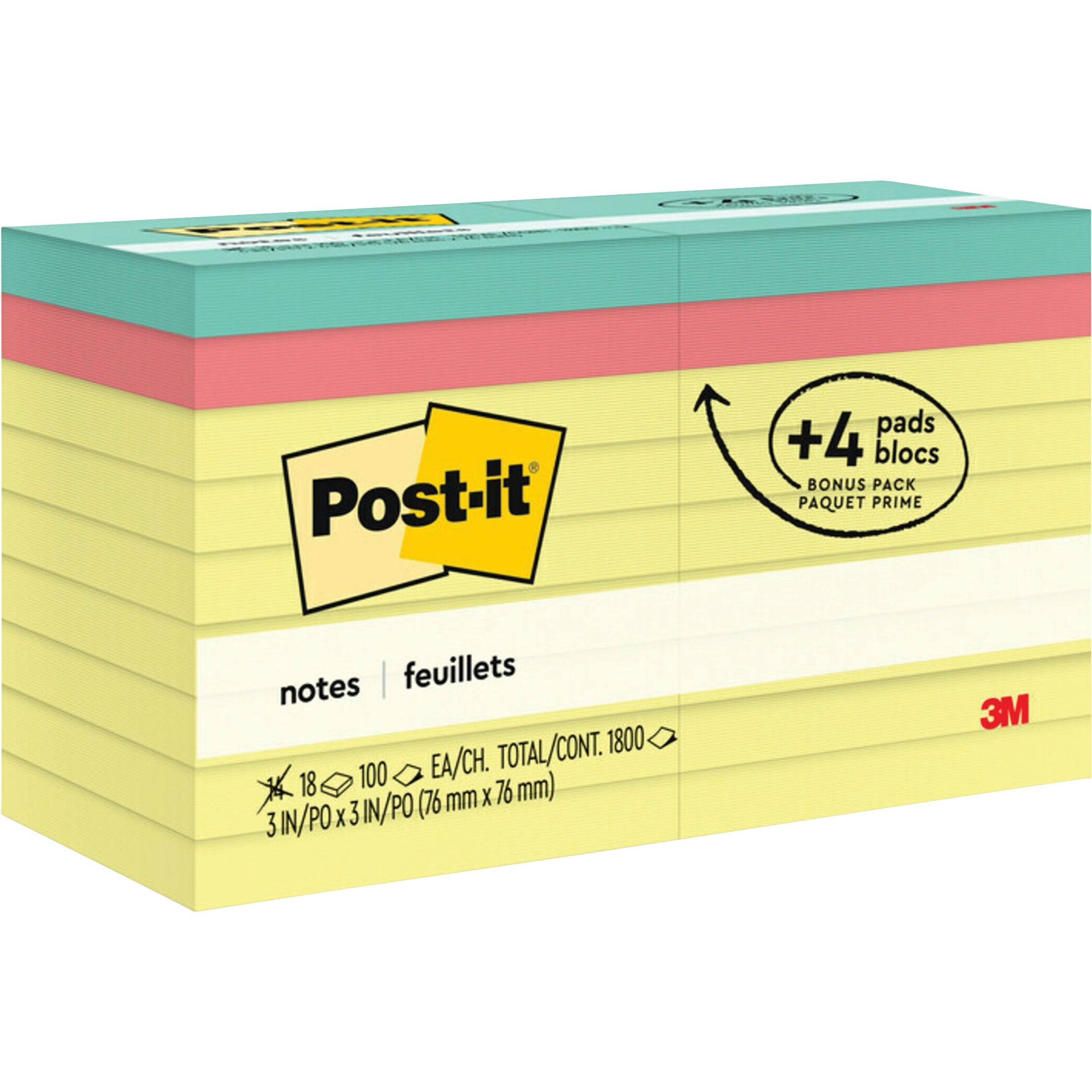 POST-IT 3X3 BONUS PACK 18CT MMM654144B - Image 1