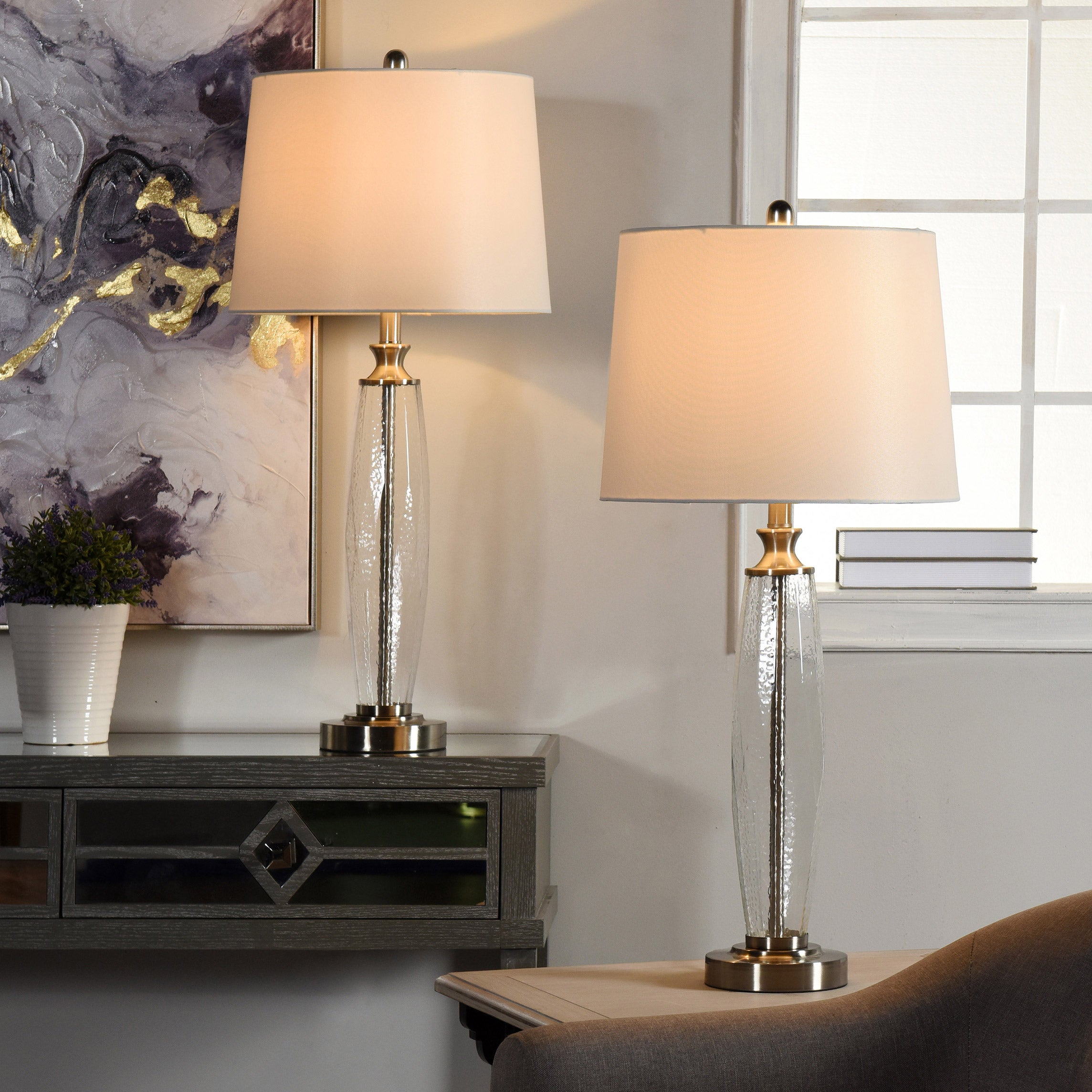 BEACHWOOD GLASS TABLE LAMPS 2PK - Image 1