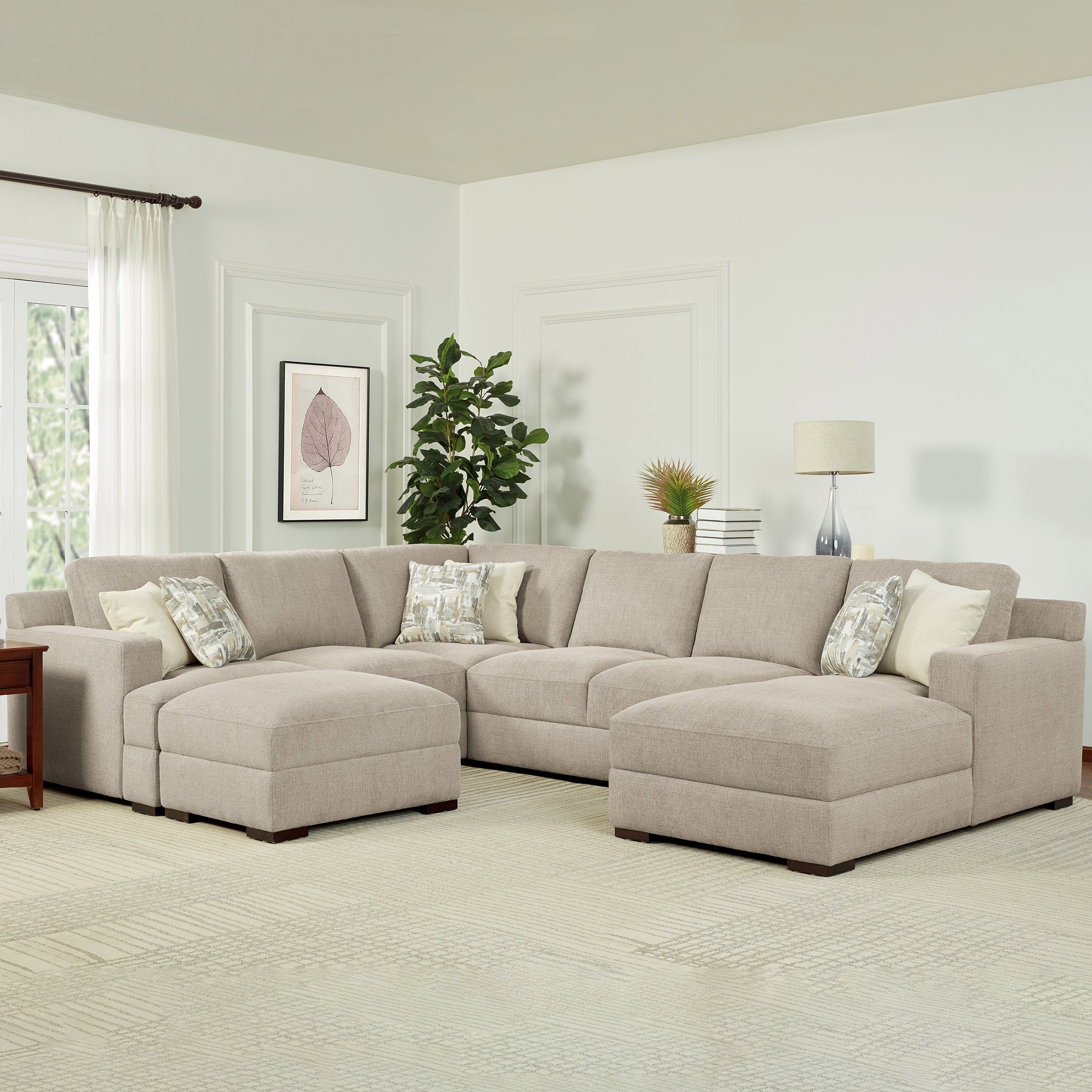 4 PIECE FABRIC SECTIONAL WITH OTTOMAN - Image 1