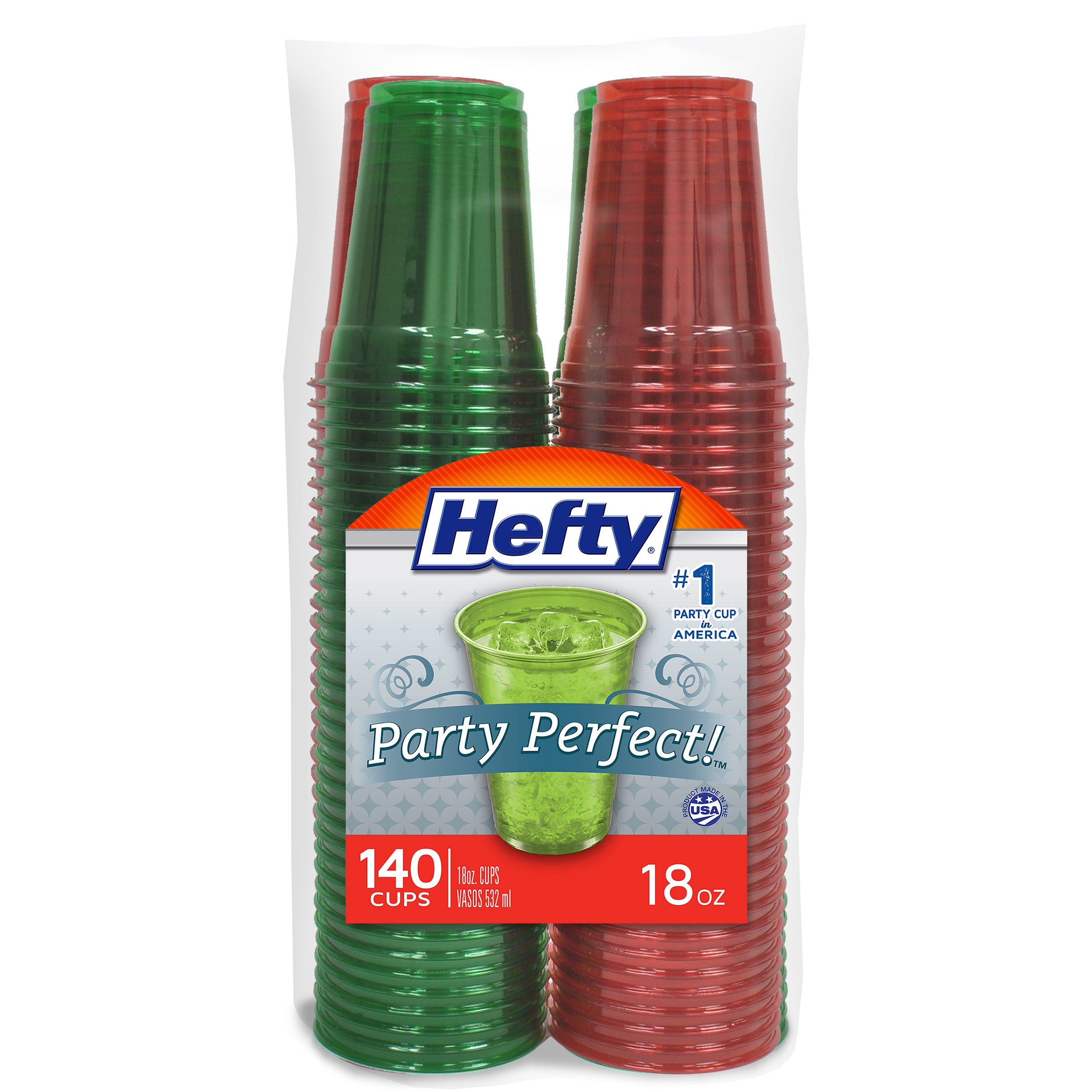 HEFTY COLOR CUPS RED & GREEN 18 OZ / 140 CT