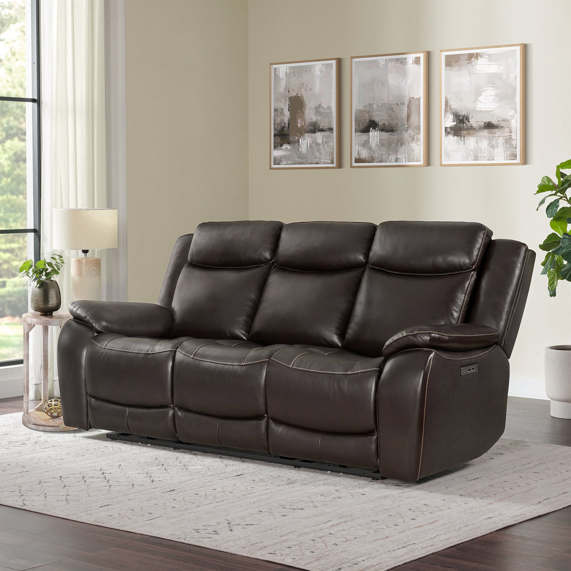 GILDMAN CREEK LEATHER POWER SOFA WITH 2 POWER HEADRESTS
