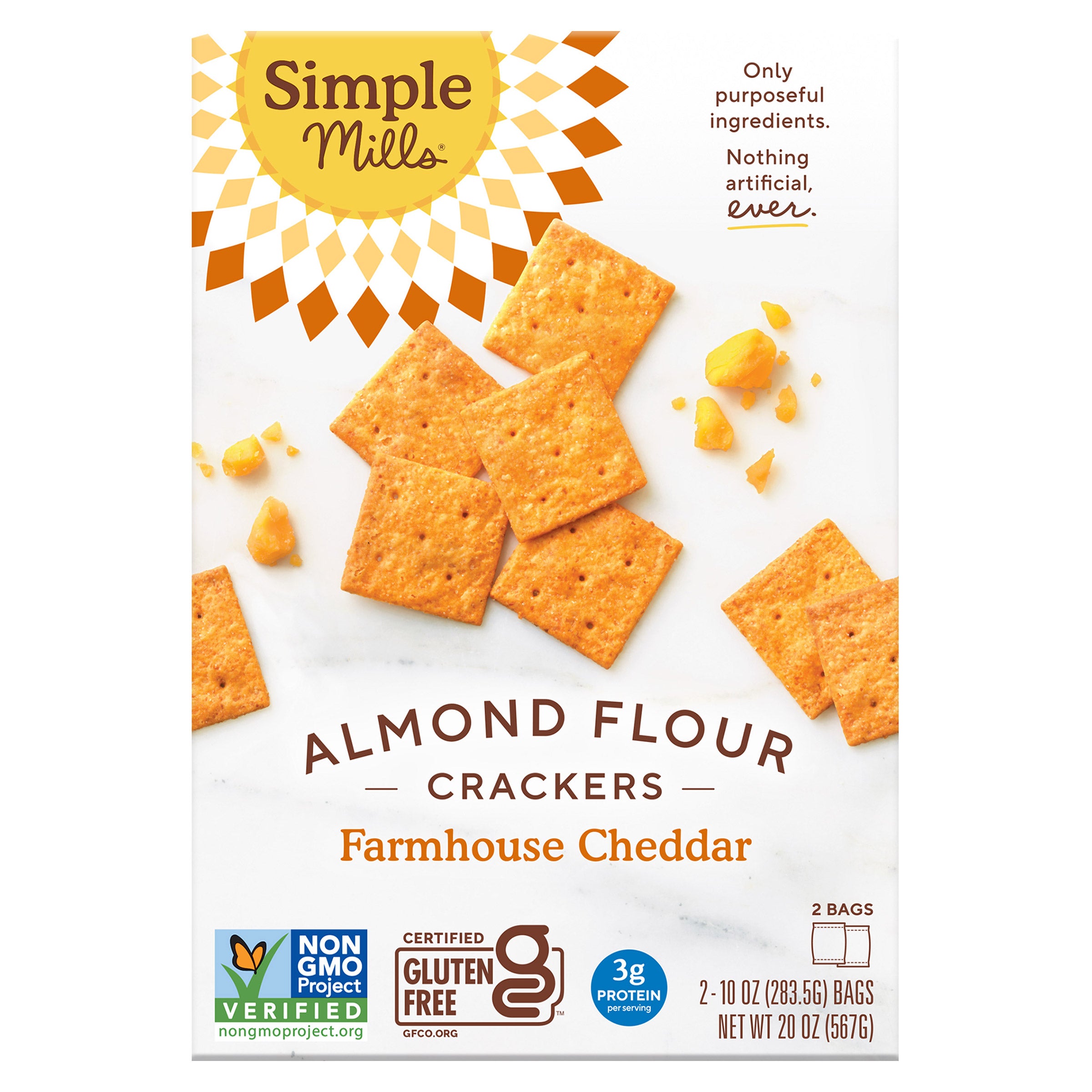 SIMPLE MILLS CHEDDAR ALMOND FLOUR CRACKER 20 OZ