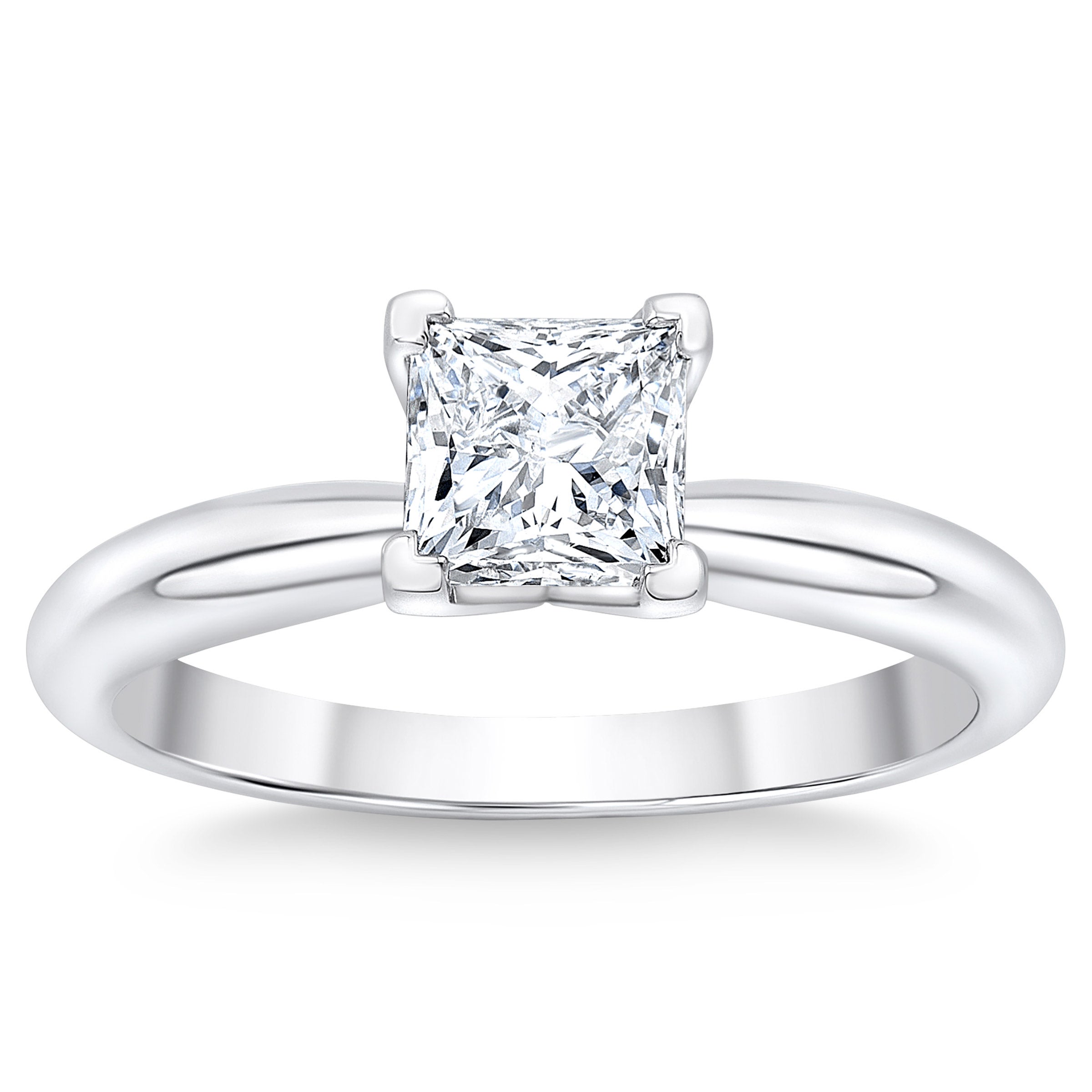 PLATINUM VS2 I 1.0CT PRINCESS CUT DIAMOND SOLITAIRE RING - Image 1