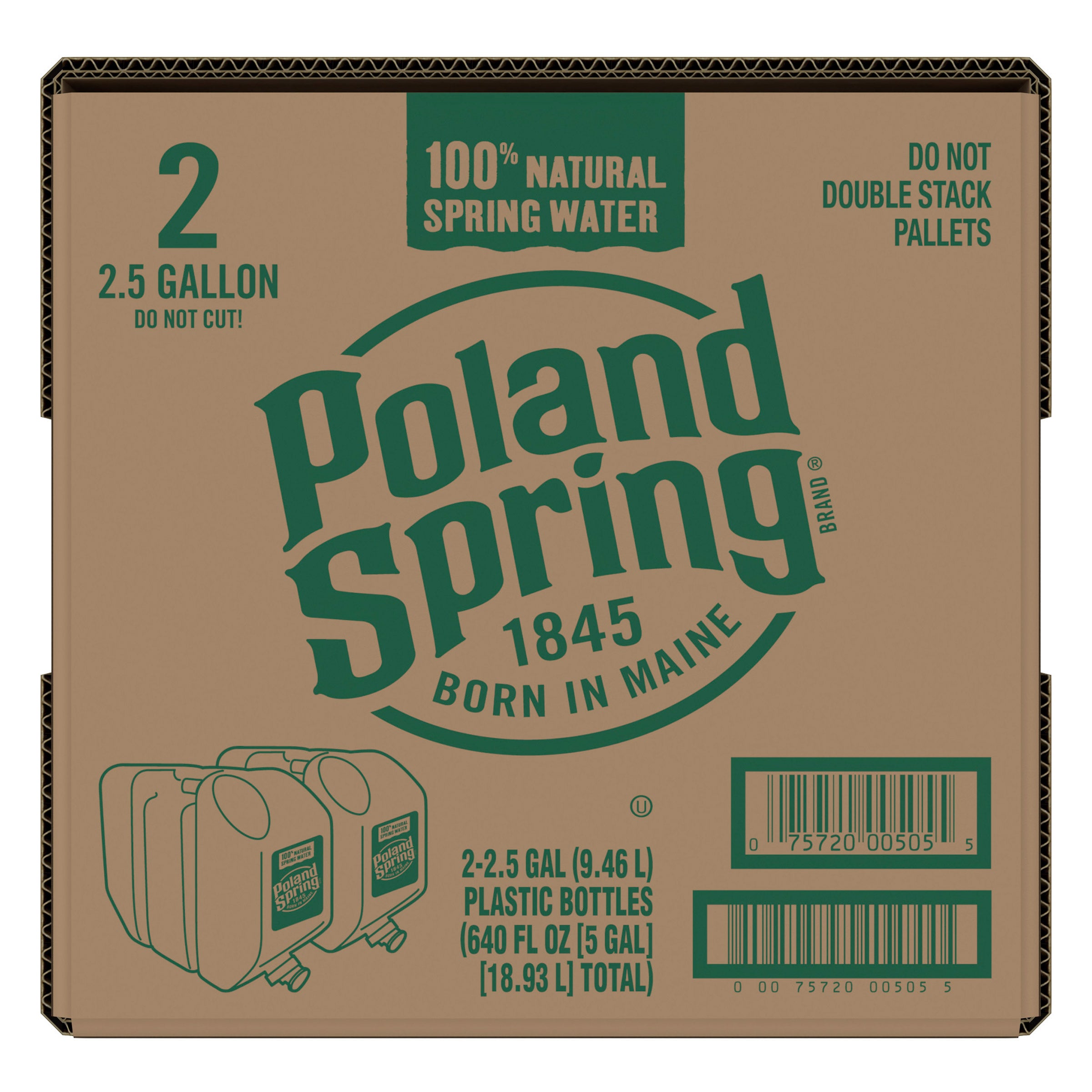 POLAND SPRING SPRING WATER 2/2.5 GALLONS