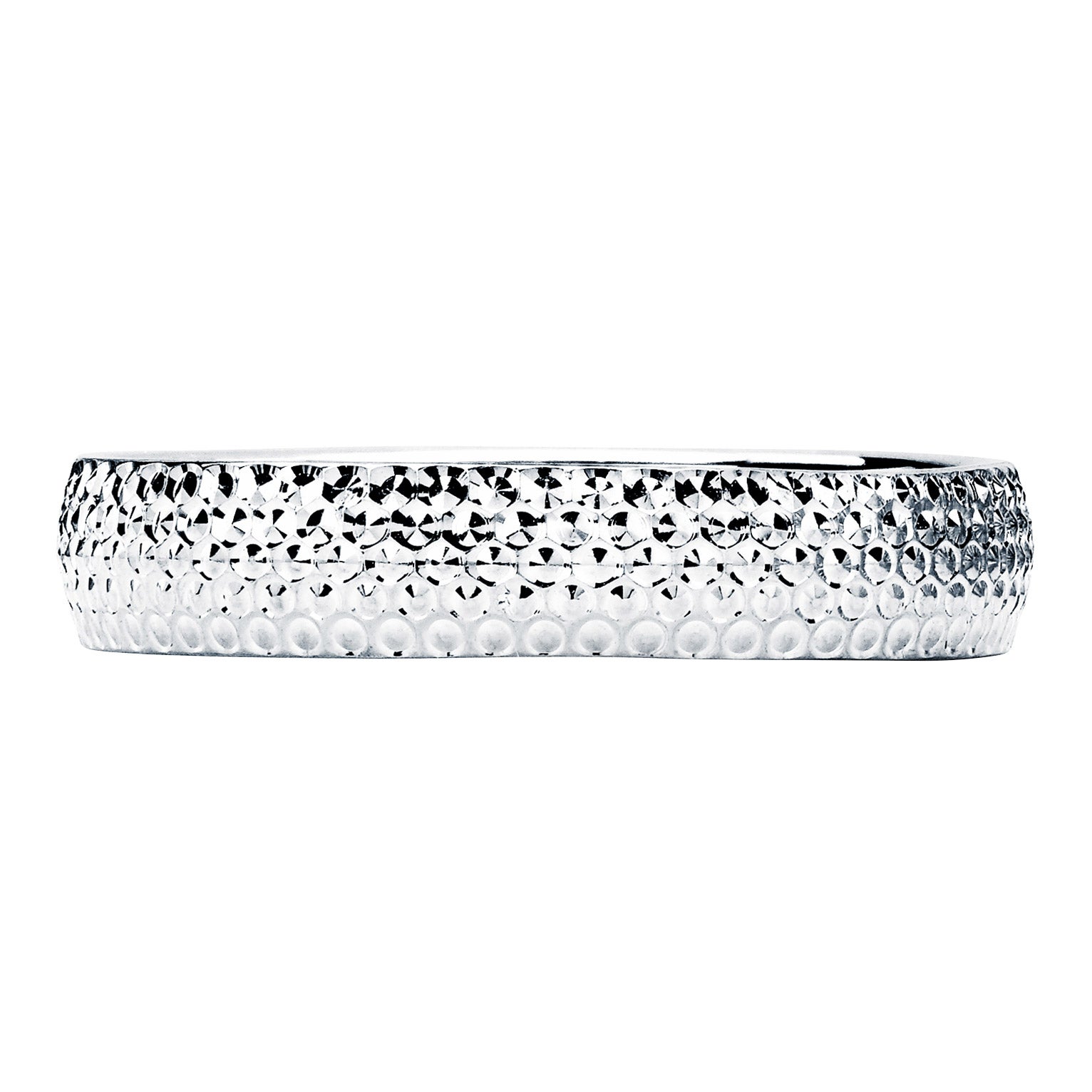 14KT WHITE GOLD 4MM DIAMOND CUT RING SIZE 7 - Image 1